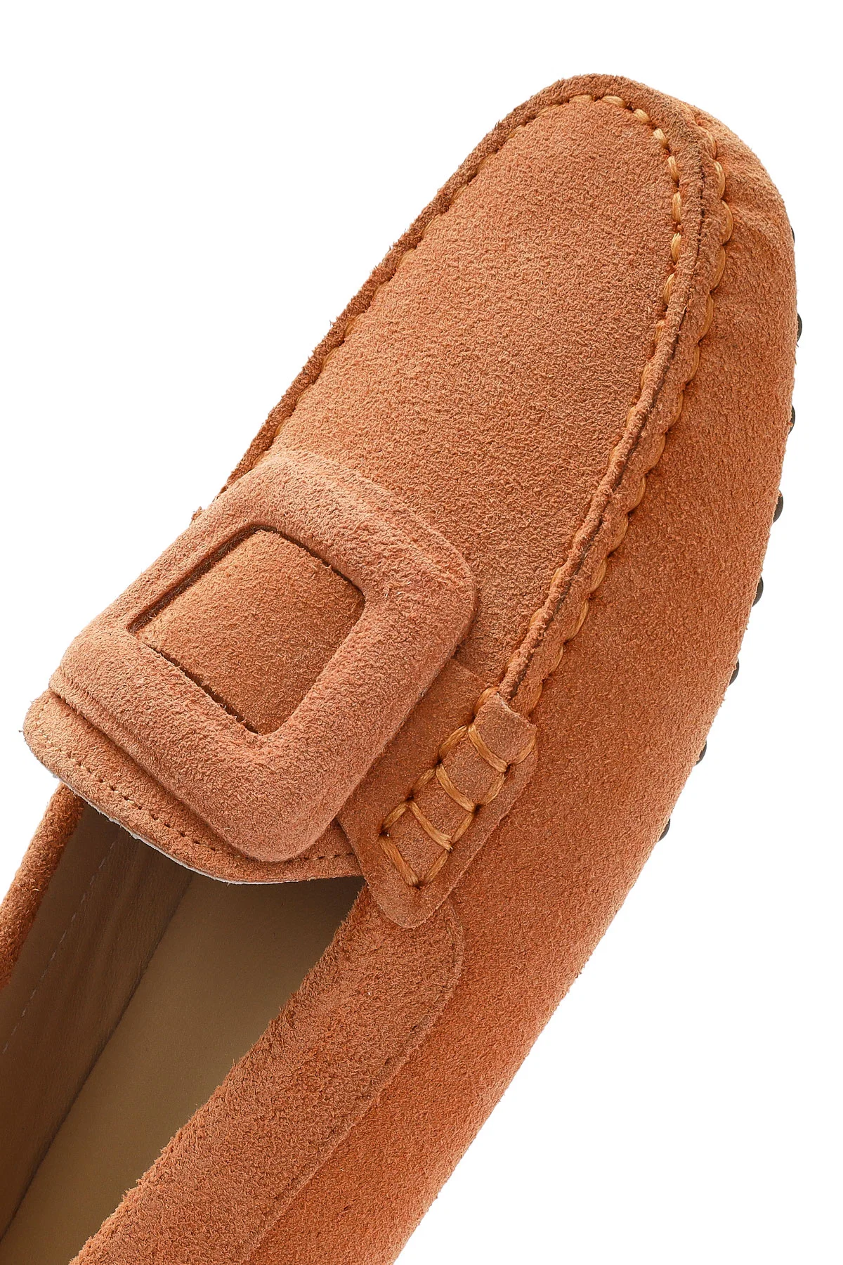 Kadın Turuncu Süet Deri Loafer - Image 8