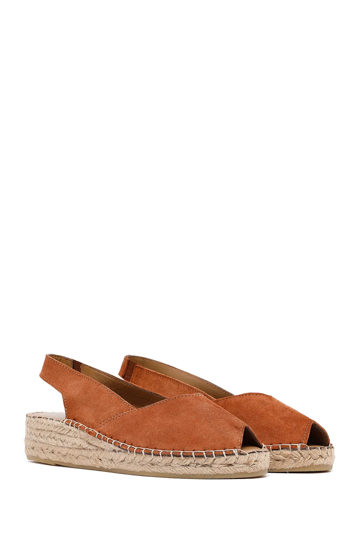 Kadın Turuncu Süet Espadril Sandalet - Image 3