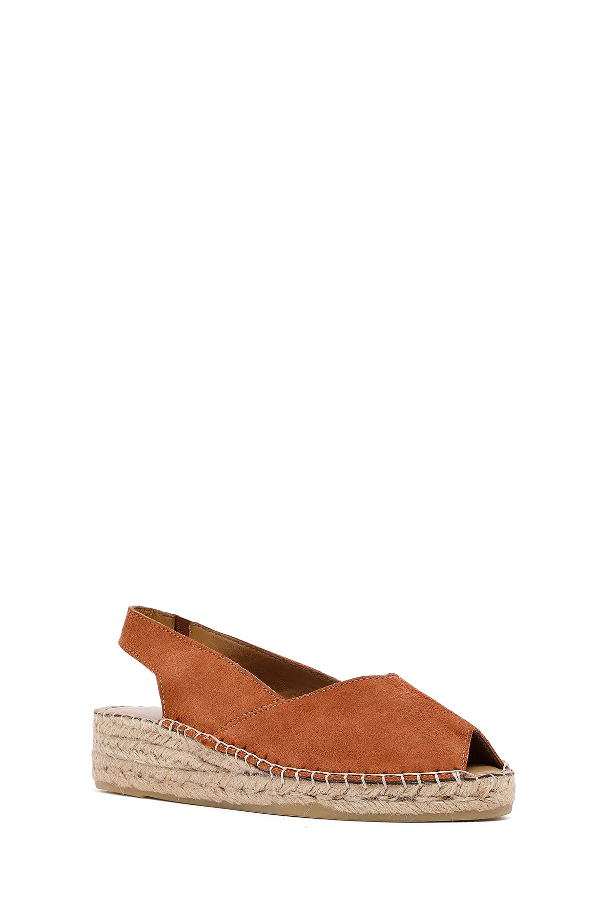 Kadın Turuncu Süet Espadril Sandalet - Image 6