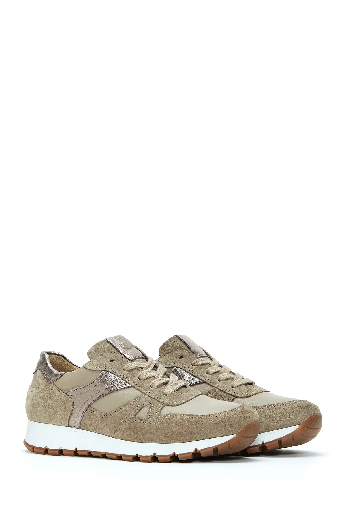 Kadın Vizon Bağcıklı Deri Sneaker - Image 3