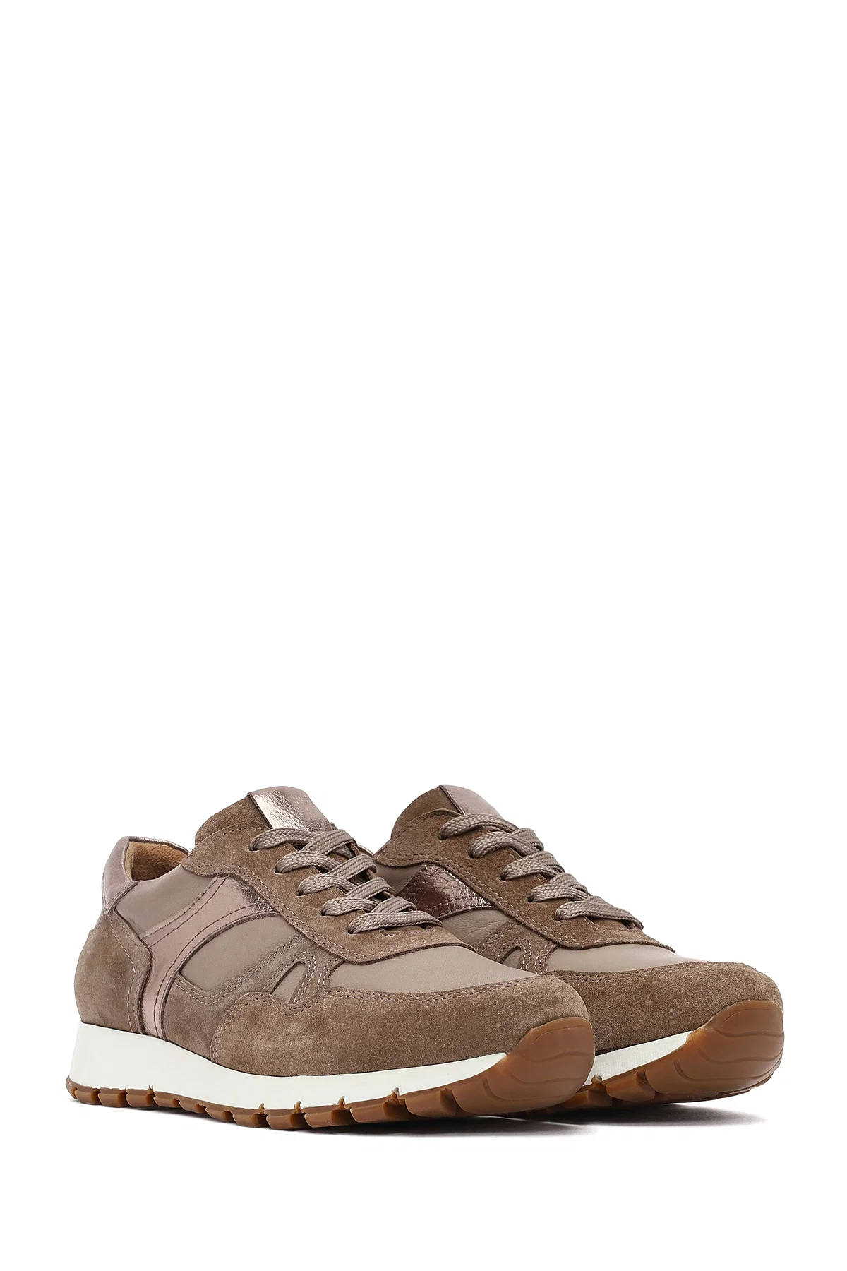Kadın Vizon Bağcıklı Deri Sneaker - Image 3