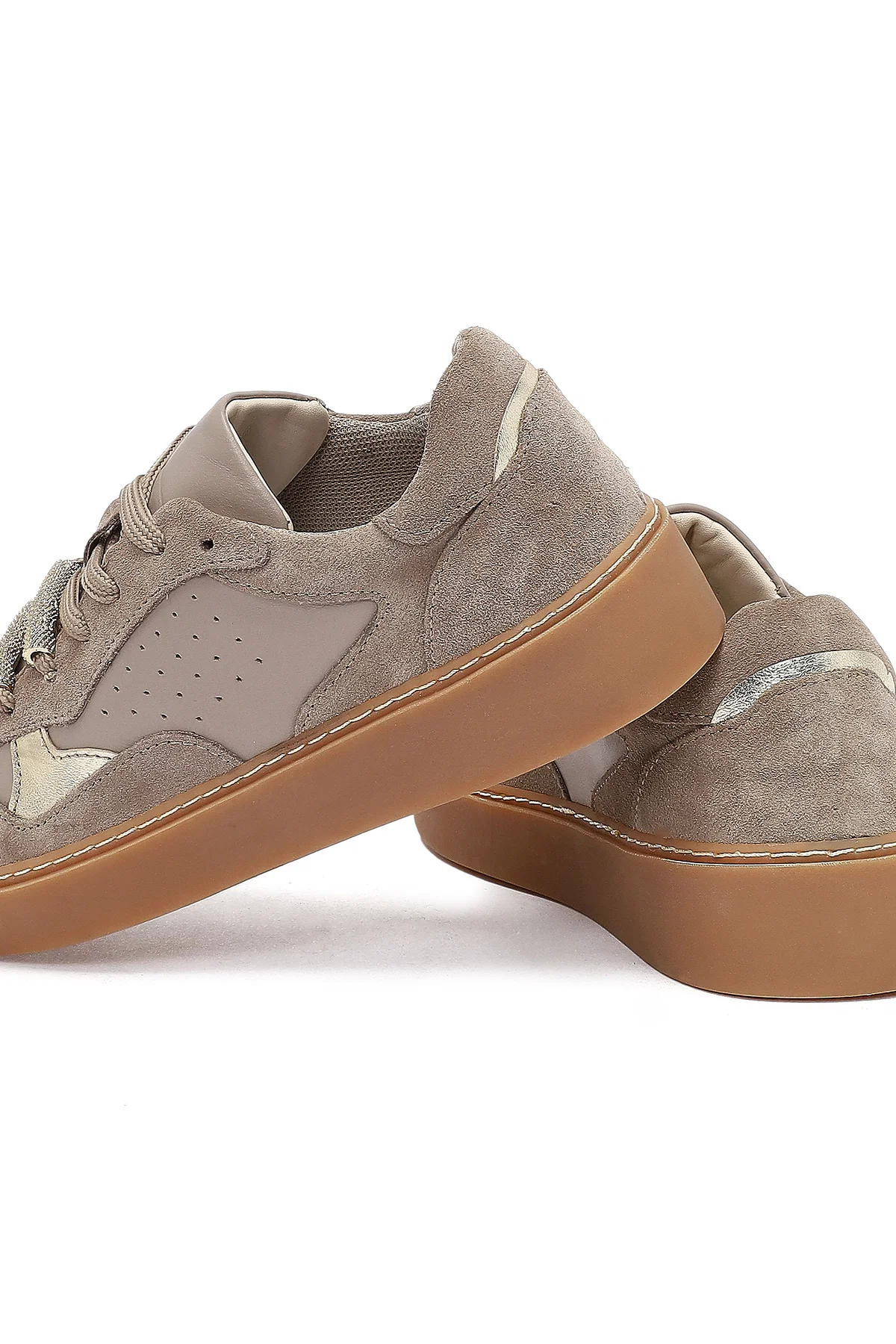 Kadın Vizon Bağcıklı Deri Sneaker - Image 10