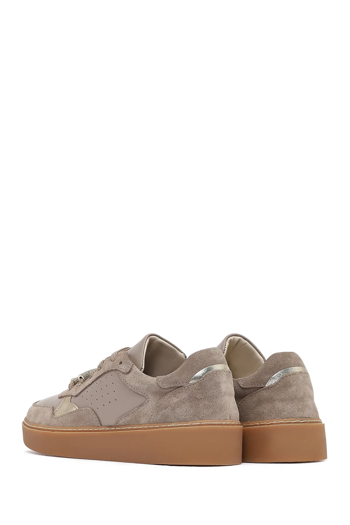 Kadın Vizon Bağcıklı Deri Sneaker - Image 5