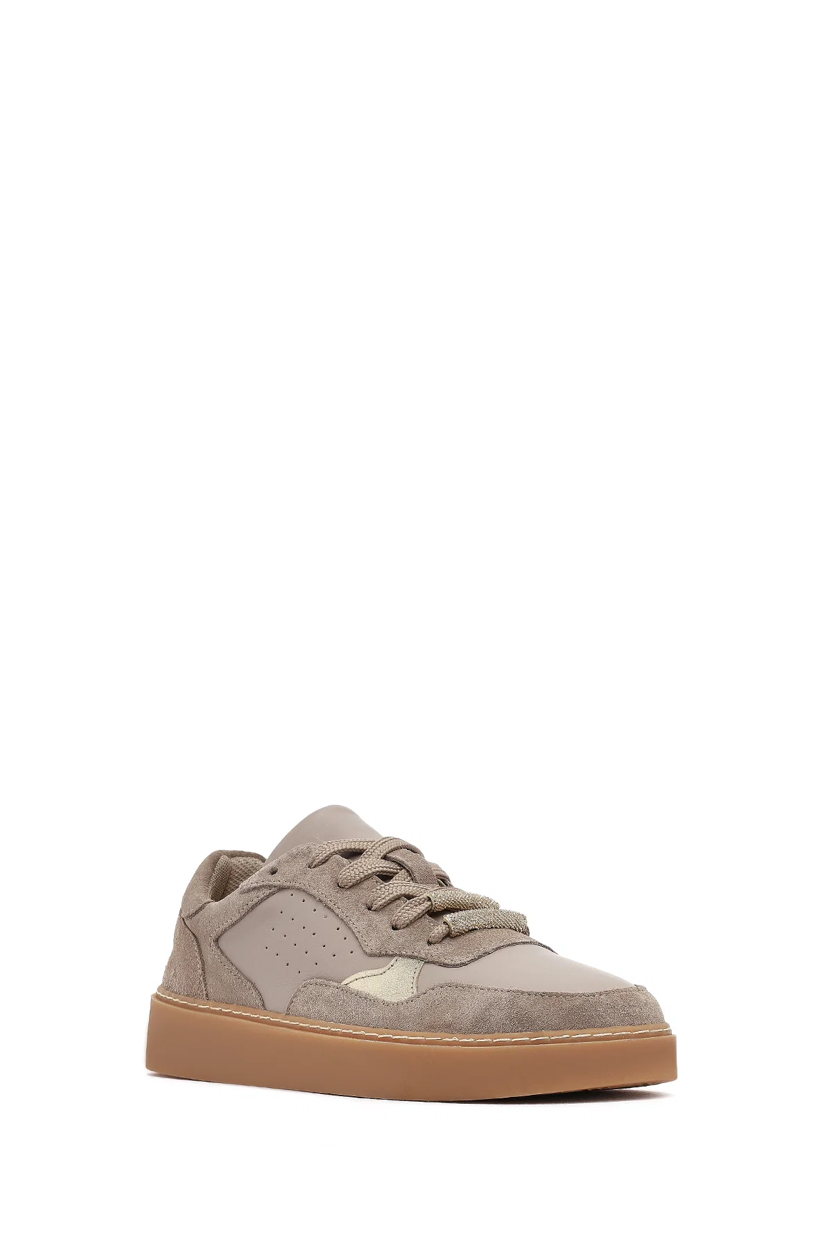Kadın Vizon Bağcıklı Deri Sneaker - Image 6