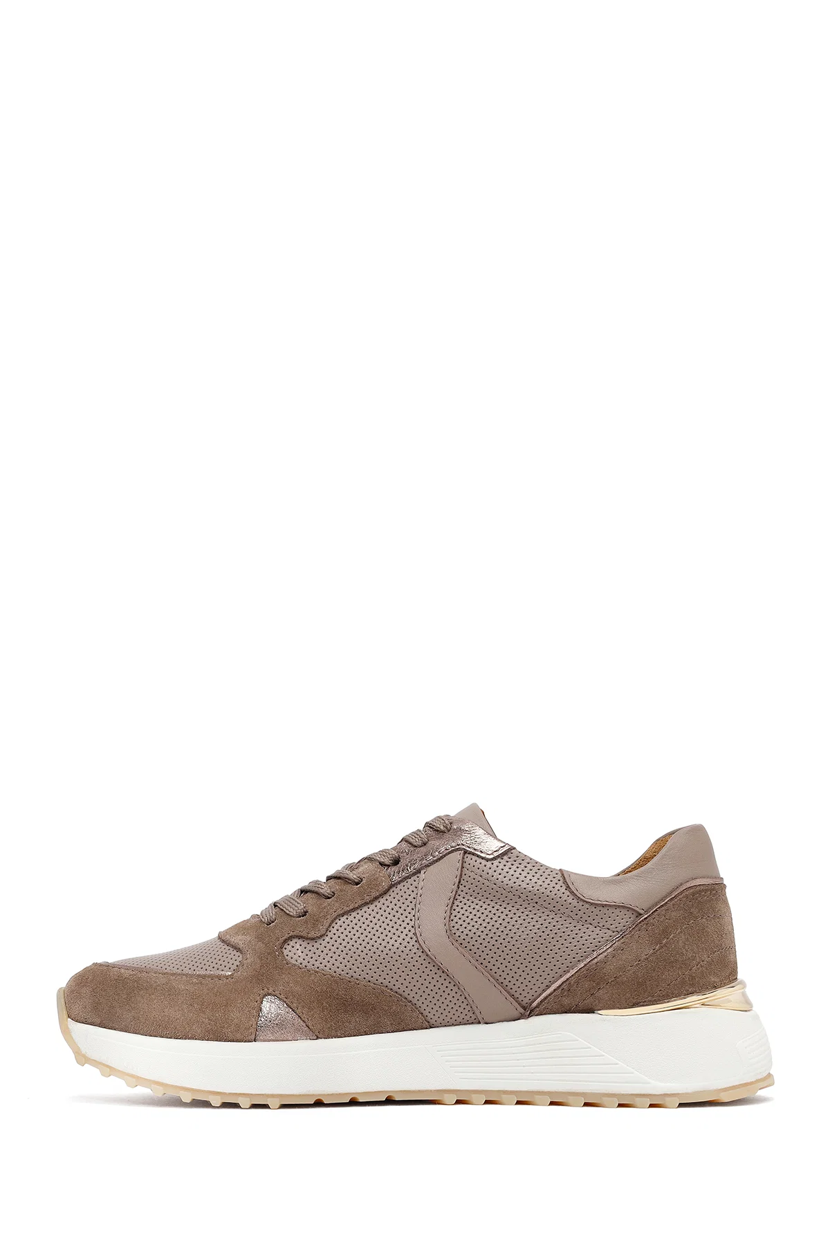 Kadın Vizon Bağcıklı Kalın Tabanlı Deri Sneaker - Image 2