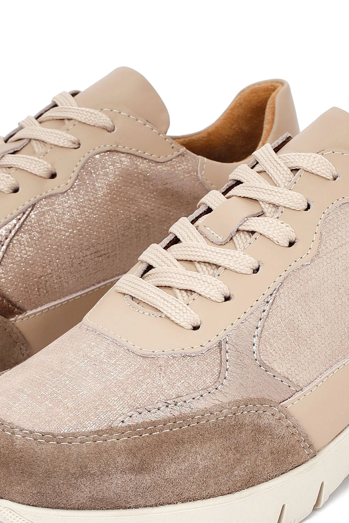 Kadın Vizon Bağcıklı Kalın Tabanlı Deri Sneaker - Image 11