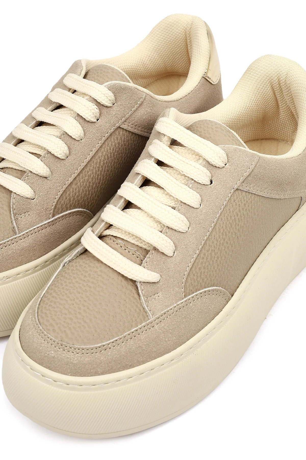 Kadın Vizon Bağcıklı Kalın Tabanlı Sneaker - Image 11