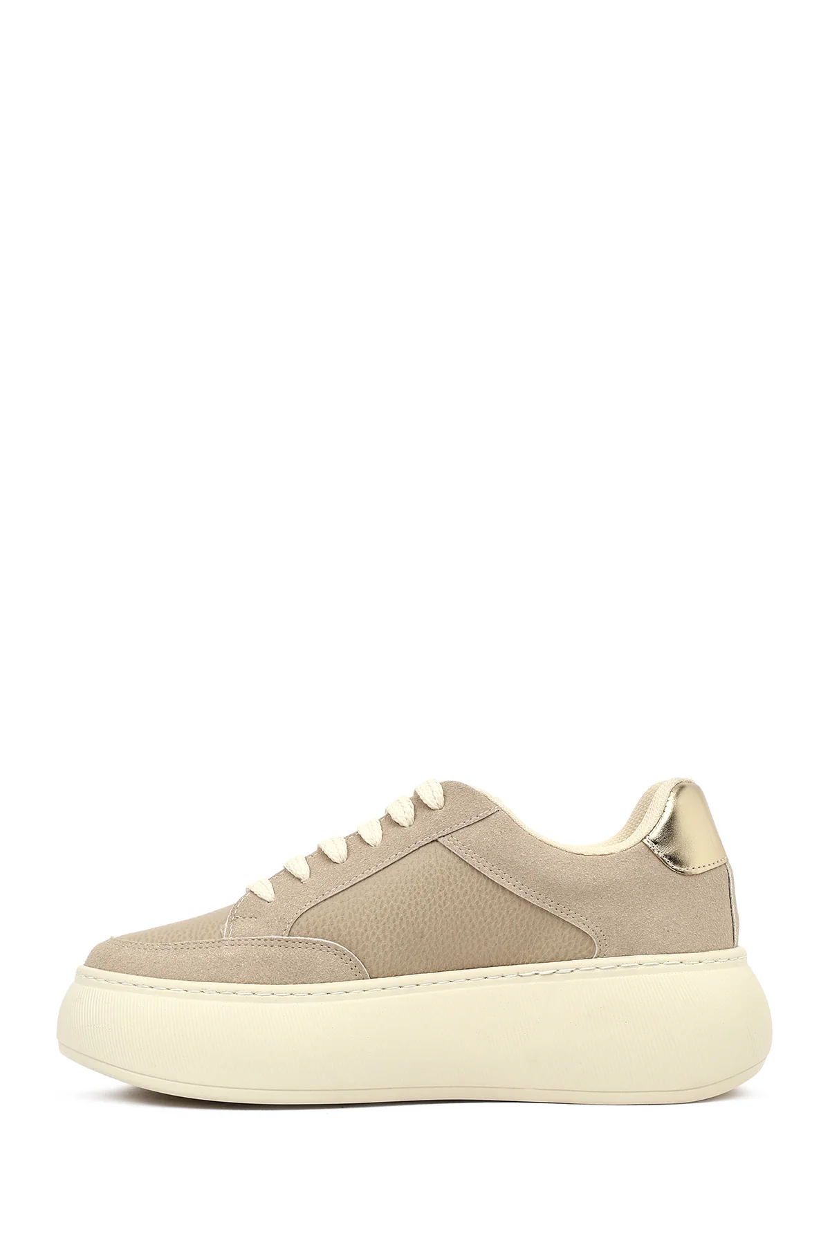 Kadın Vizon Bağcıklı Kalın Tabanlı Sneaker - Image 4