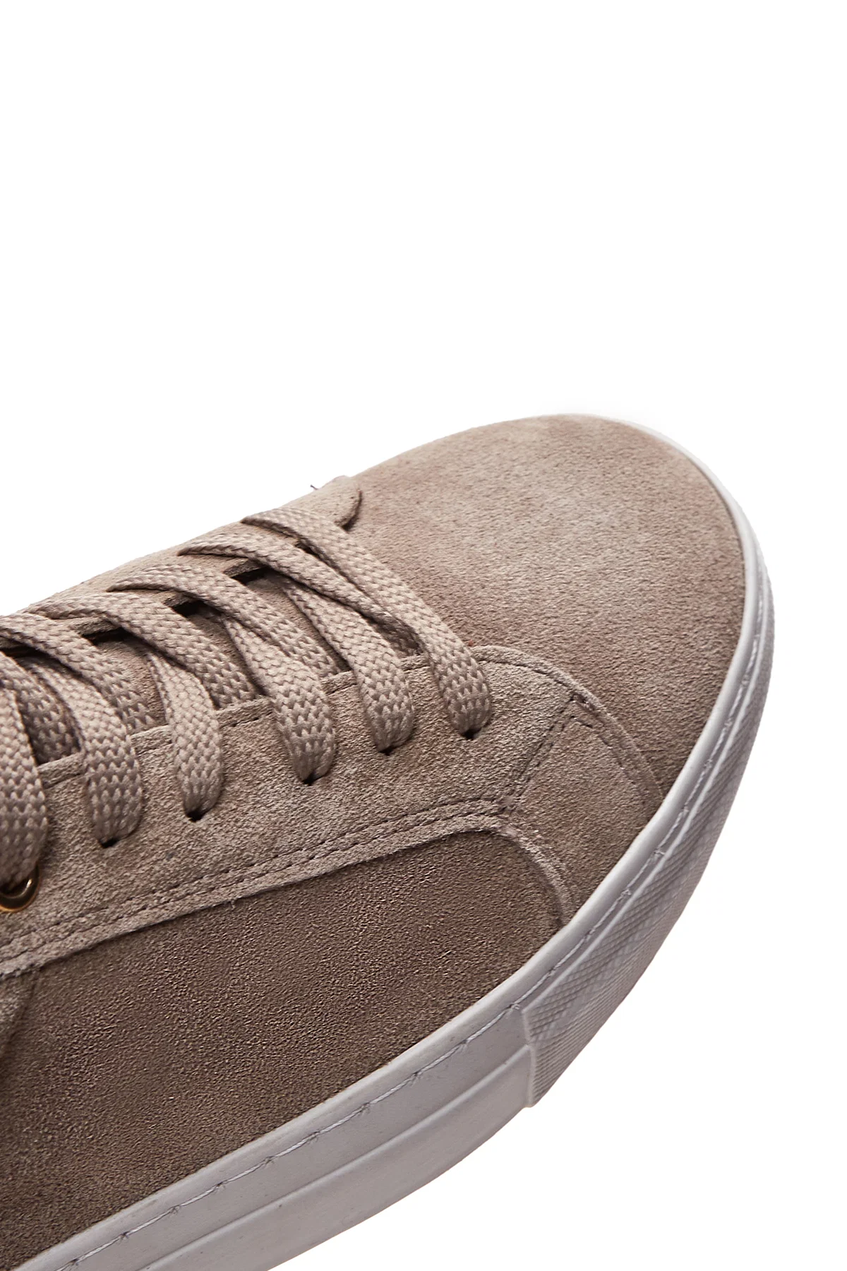 Kadın Vizon Bağcıklı Kalın Tabanlı Süet Deri Sneaker - Image 7