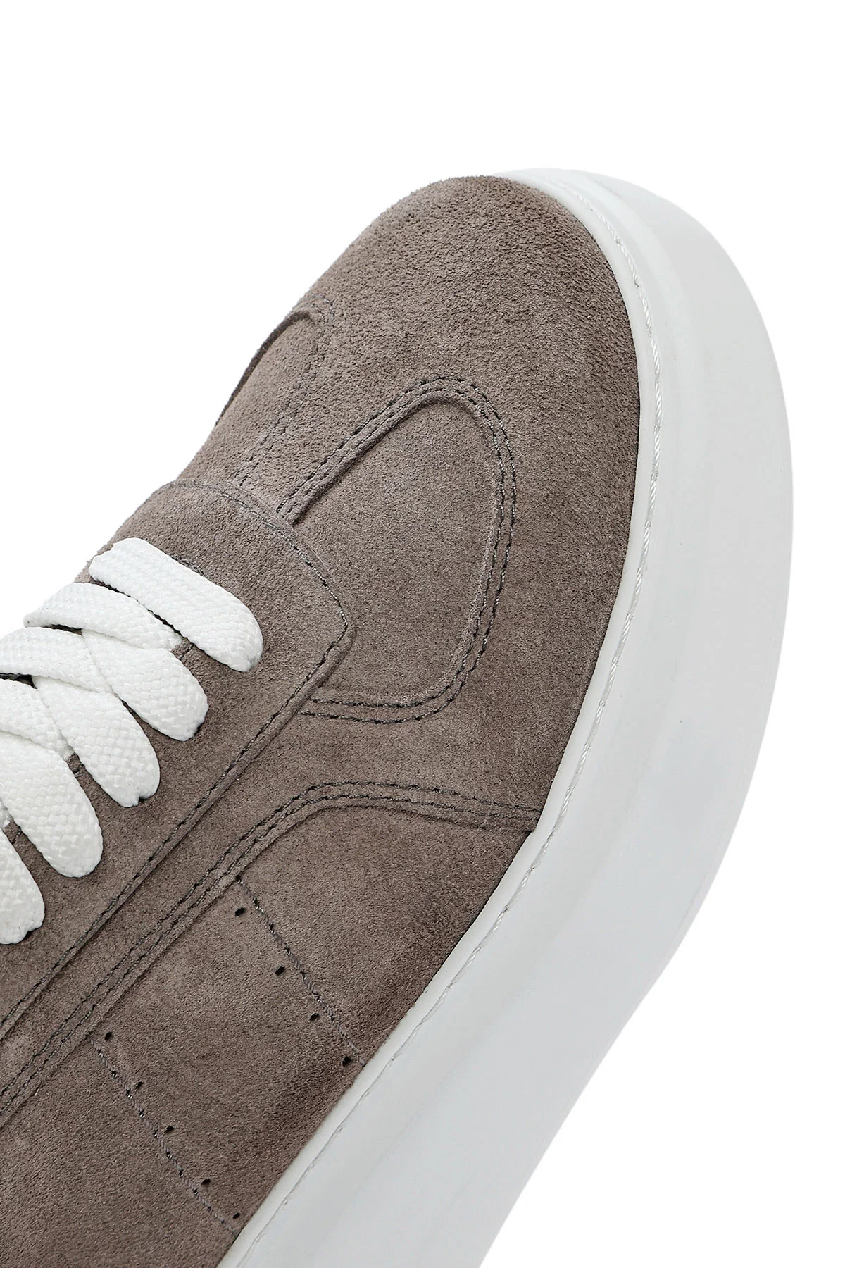 Kadın Vizon Bağcıklı Kalın Tabanlı Süet Deri Sneaker - Image 8
