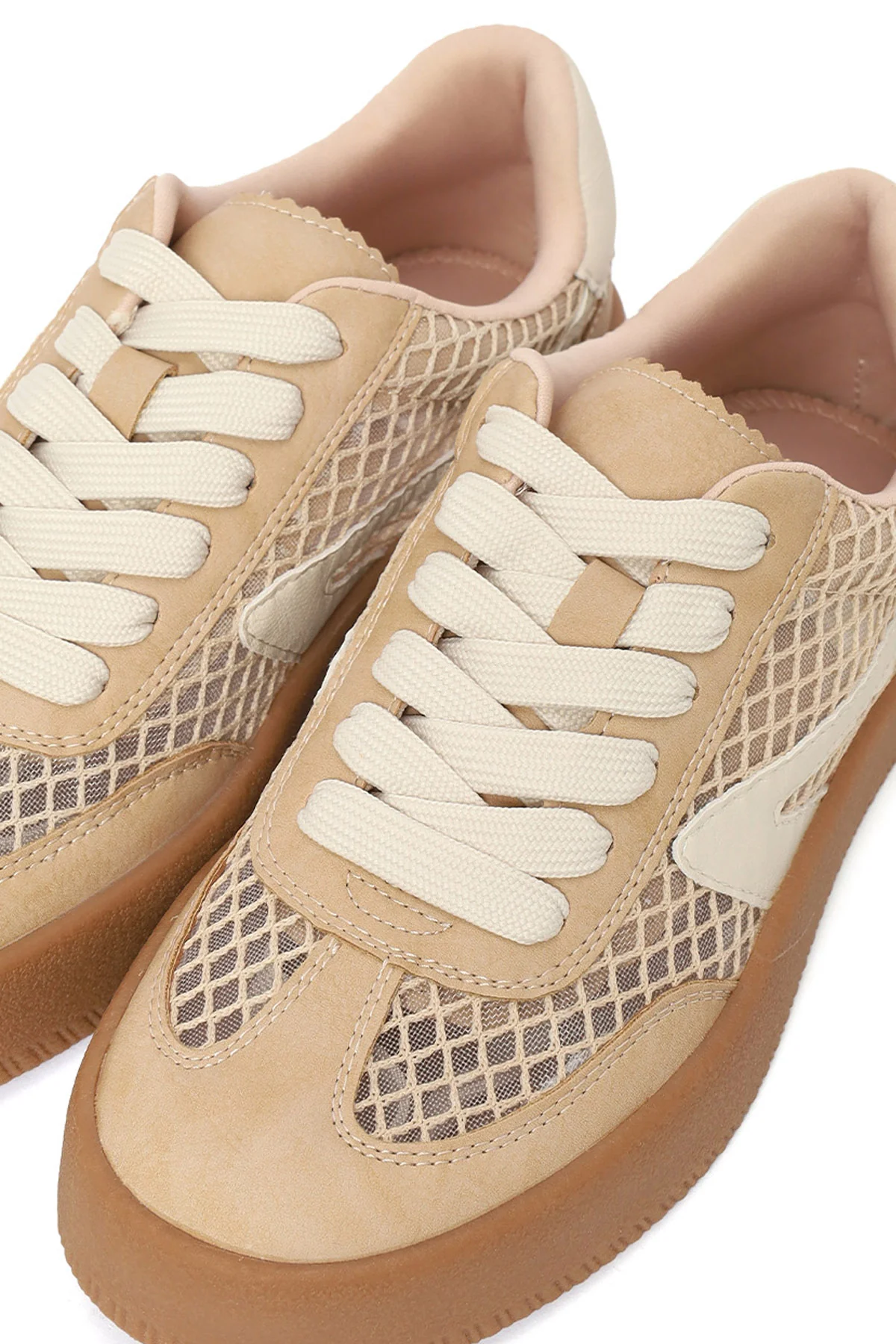 Kadın Vizon Bağcıklı Kumaş Sneaker - Image 10