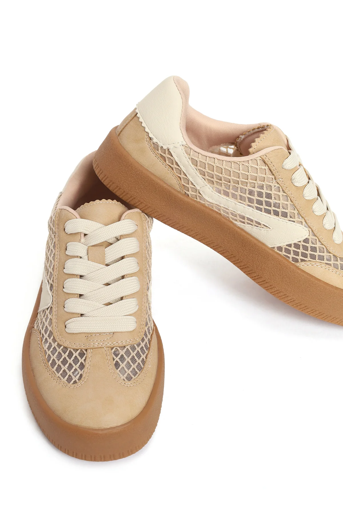 Kadın Vizon Bağcıklı Kumaş Sneaker - Image 11