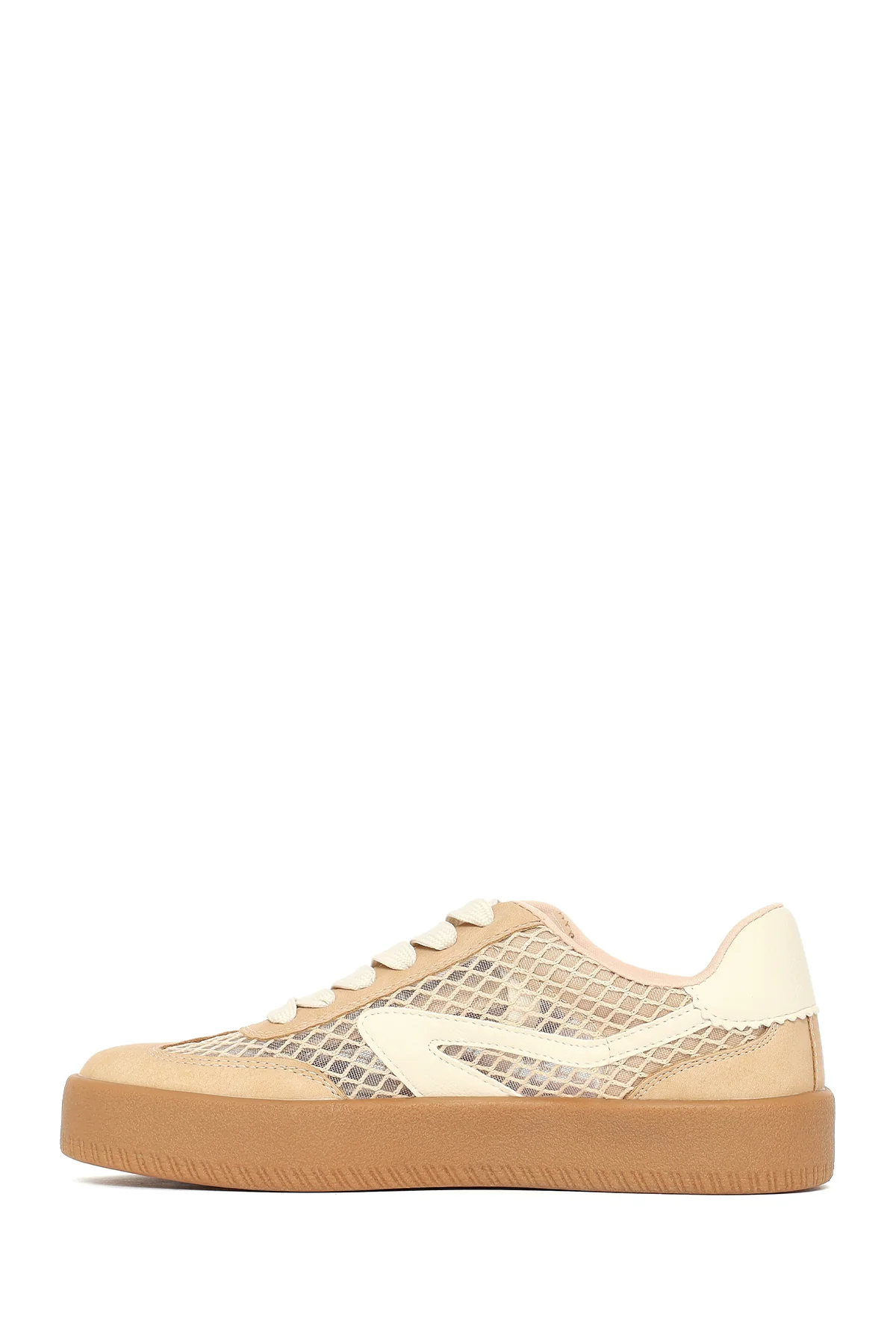 Kadın Vizon Bağcıklı Kumaş Sneaker - Image 3
