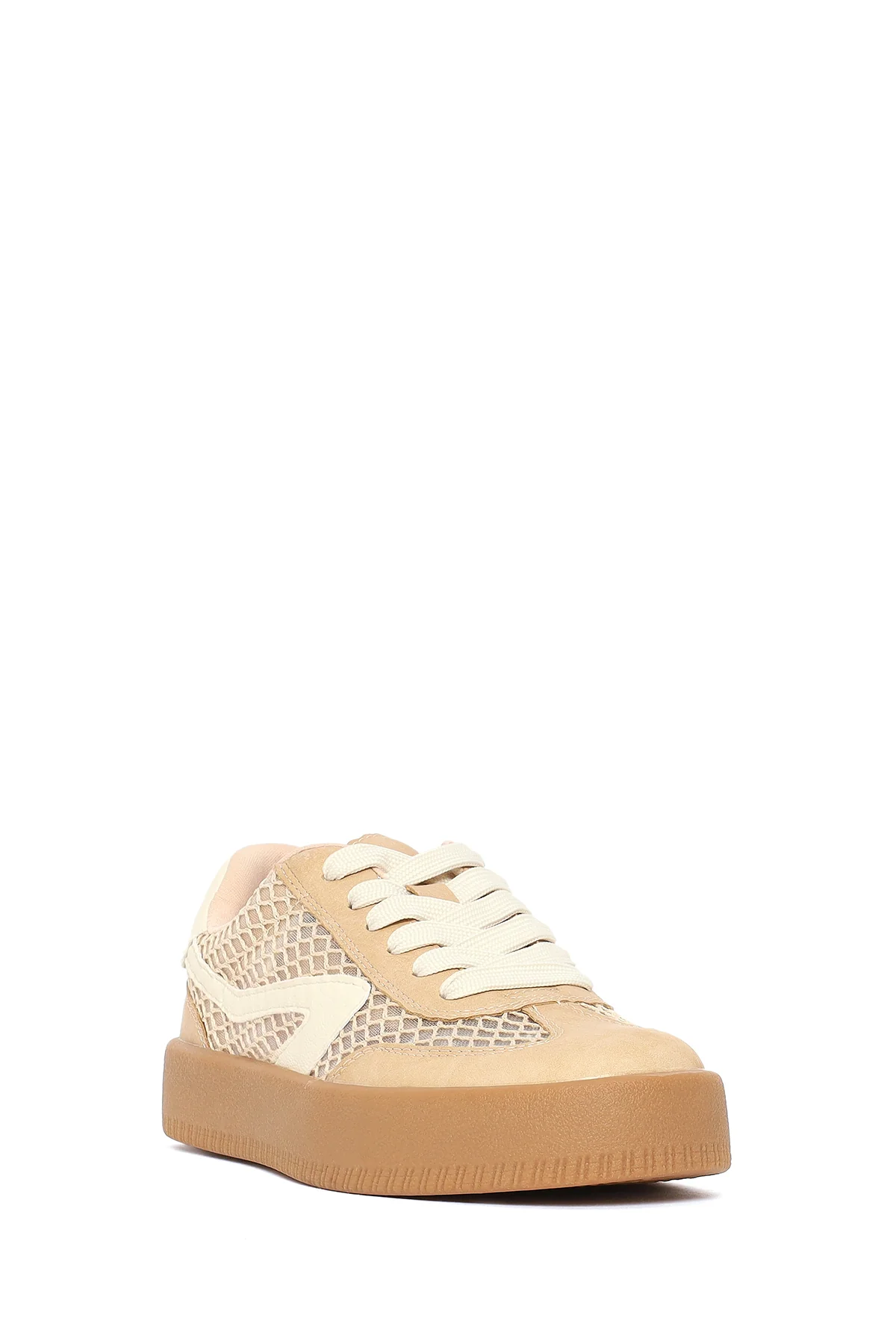 Kadın Vizon Bağcıklı Kumaş Sneaker - Image 7