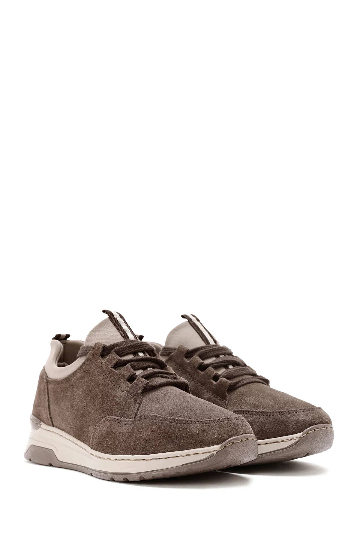 Kadın Vizon Bağcıklı Kalın Tabanlı Süet Deri Sneaker - Image 3