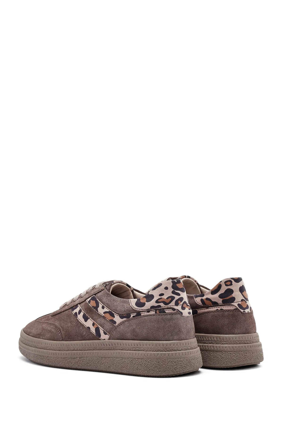 Kadın Vizon Bağcıklı Süet Deri Sneaker - Image 5