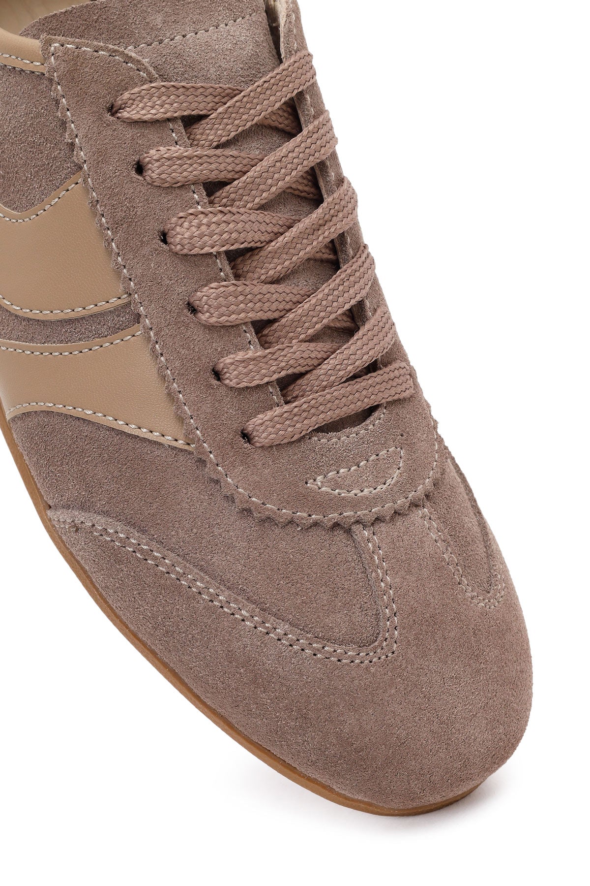 Kadın Vizon Bağcıklı Süet Deri Sneaker - Image 9