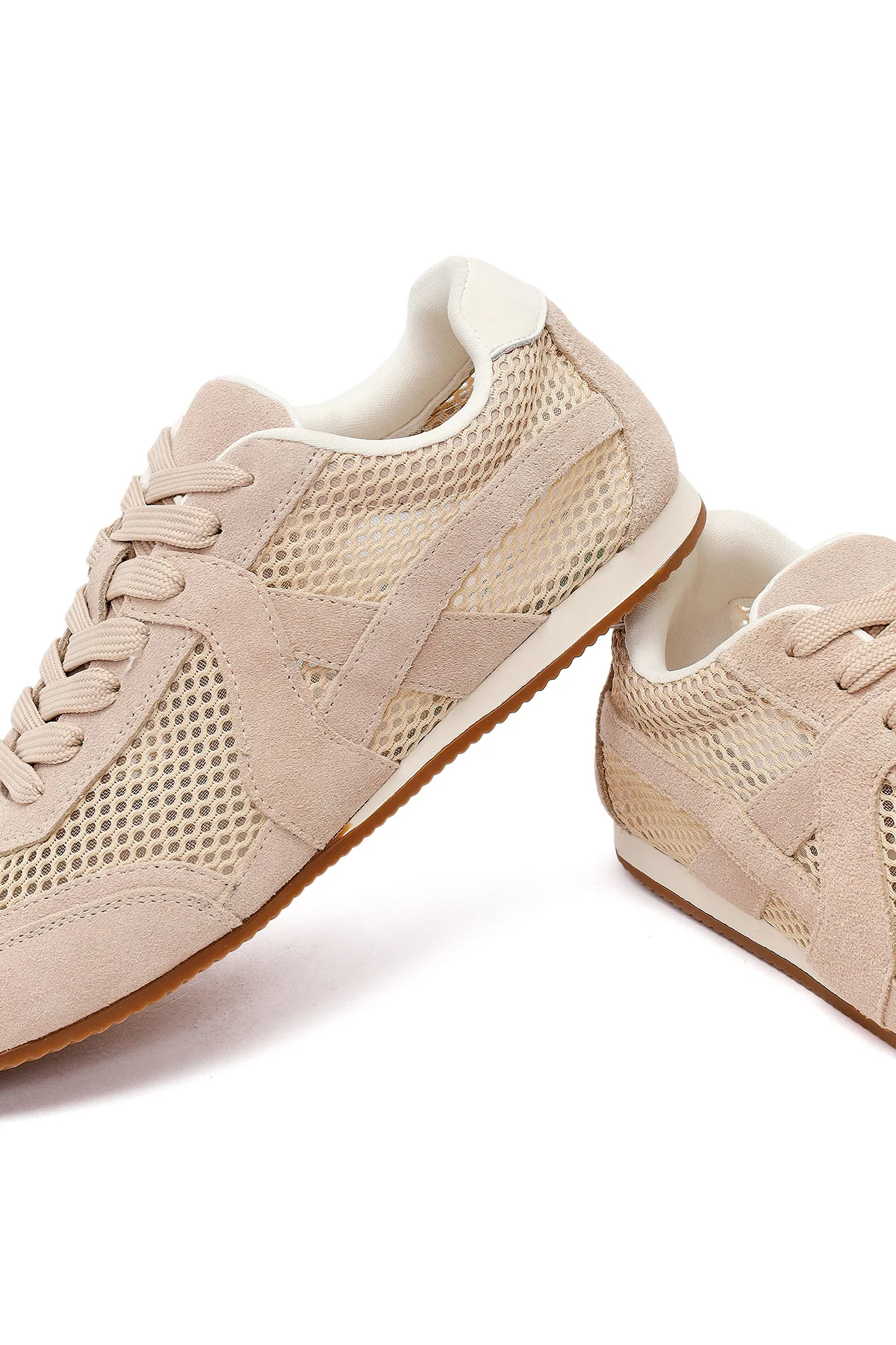 Kadın Vizon Bağcıklı Süet Deri Sneaker - Image 10
