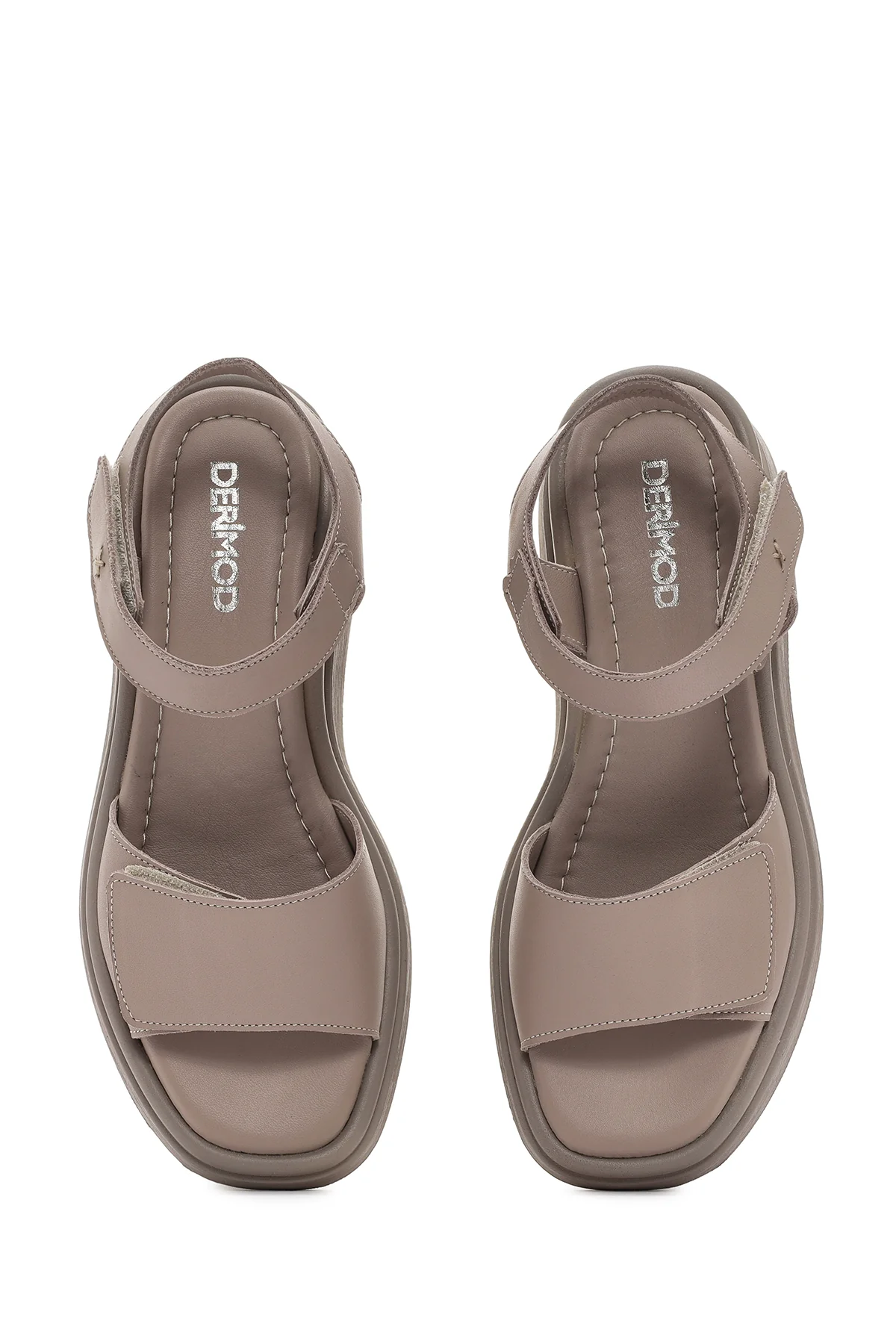 Kadın Vizon Bilekten Bantlı Deri Comfort Sandalet - Image 7