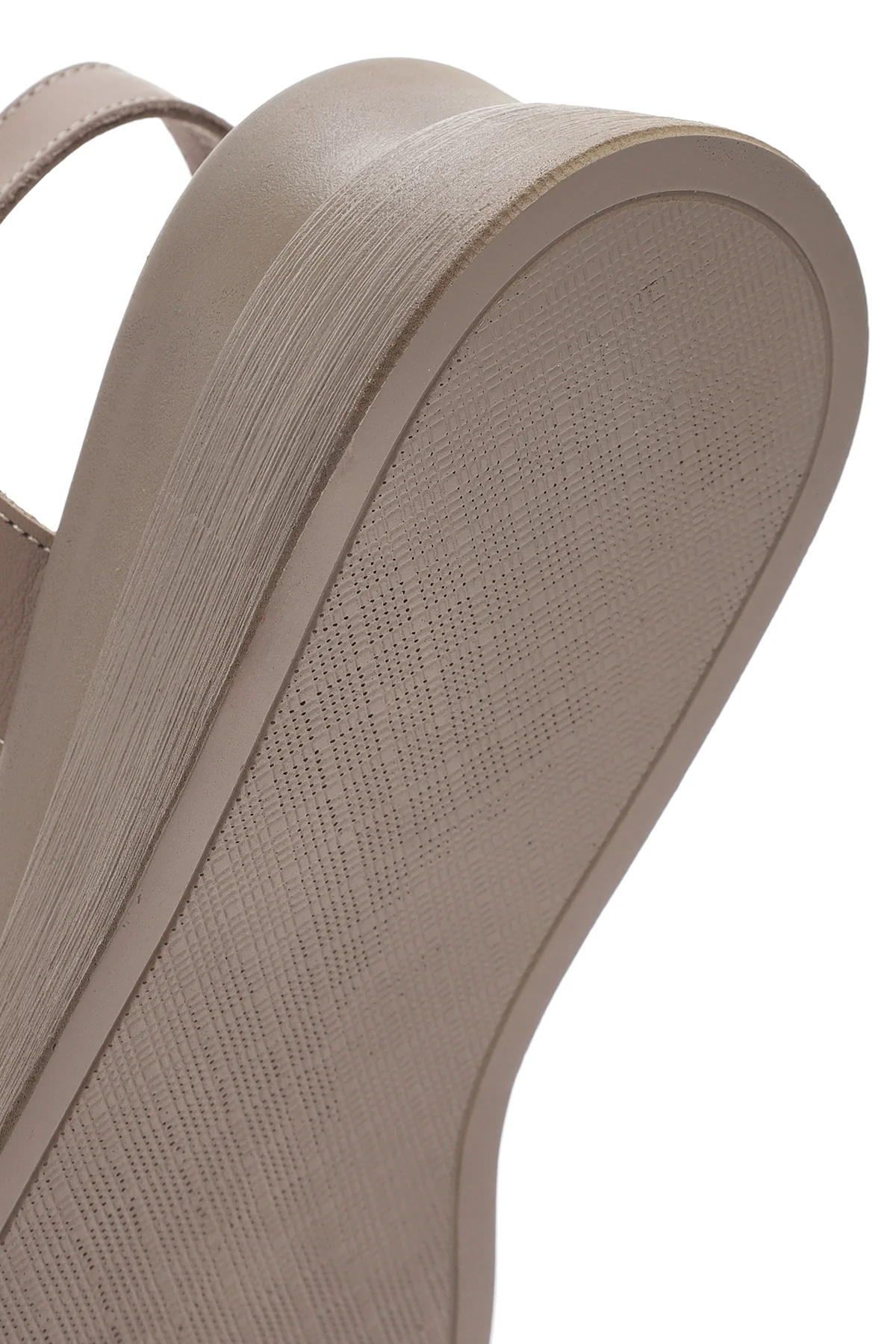 Kadın Vizon Bilekten Bantlı Deri Comfort Sandalet - Image 8