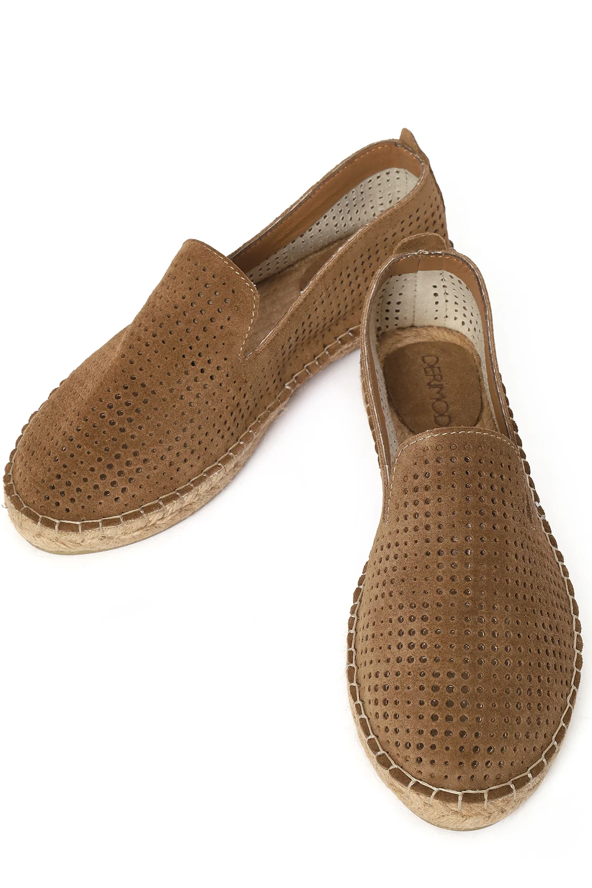 Kadın Vizon Desenli Süet Deri Espadril - Image 10