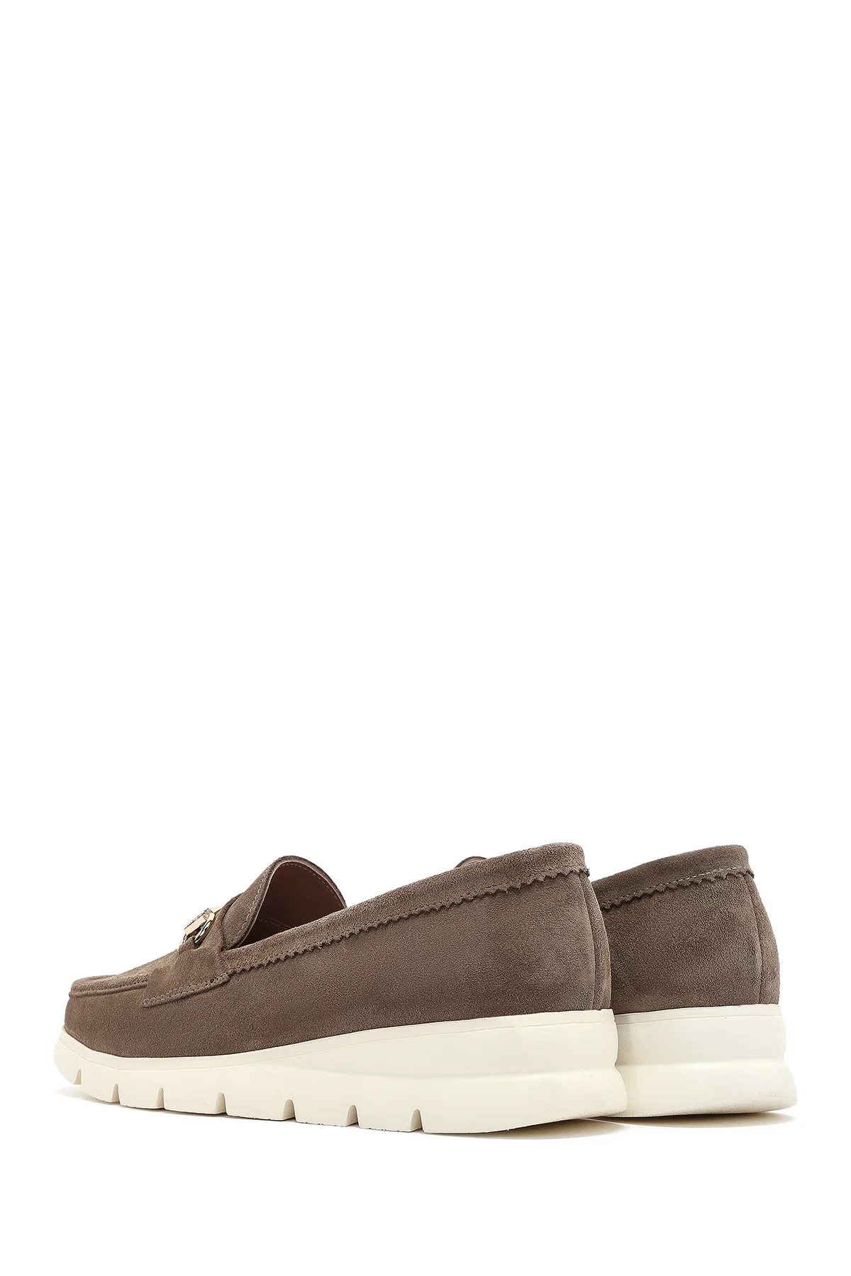 Kadın Vizon Dolgu Topuklu Süet Deri Comfort Loafer - Image 5