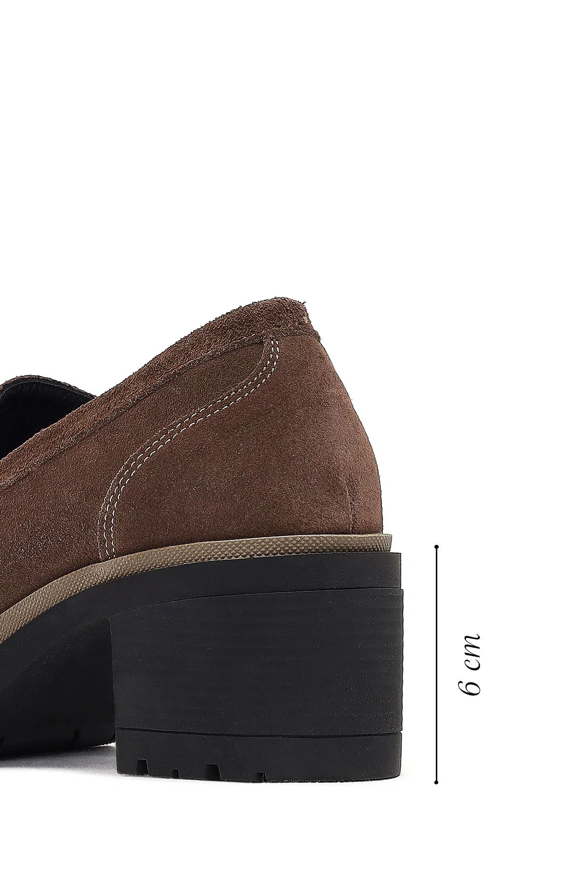 Kadın Vizon Kalın Topuklu Süet Deri Maskülen Loafer - Image 2