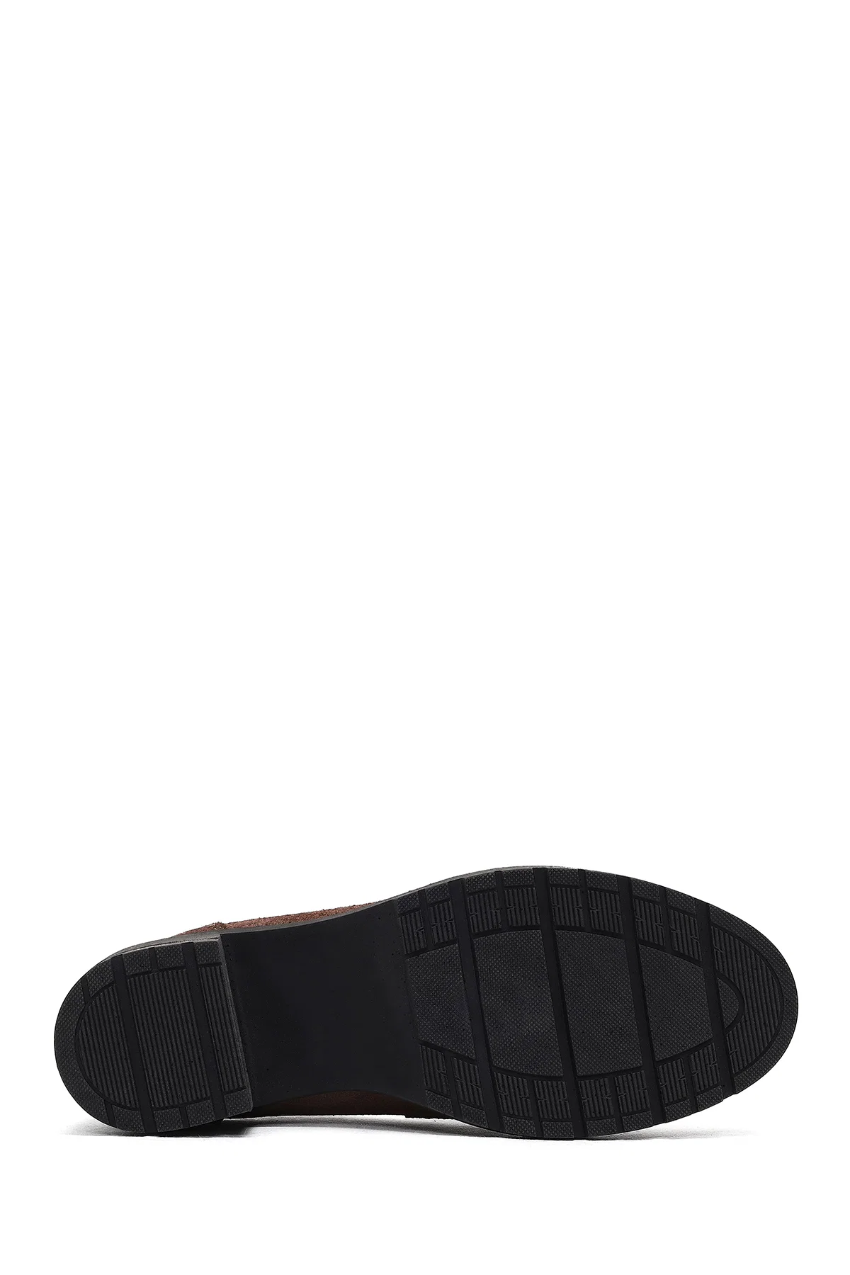 Kadın Vizon Kalın Topuklu Süet Deri Maskülen Loafer - Image 5