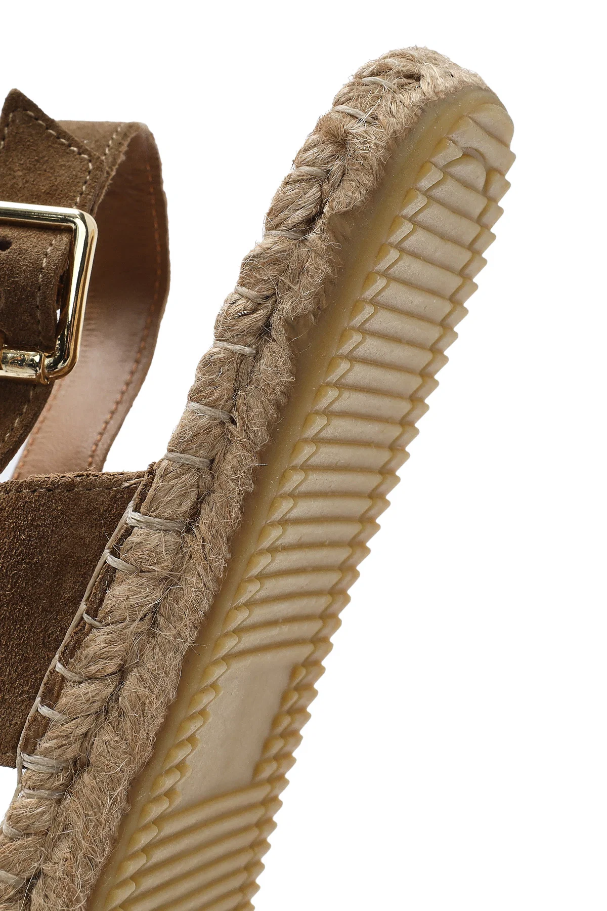 Kadın Vizon Örgü Detaylı Süet Deri Espadril Sandalet - Image 9