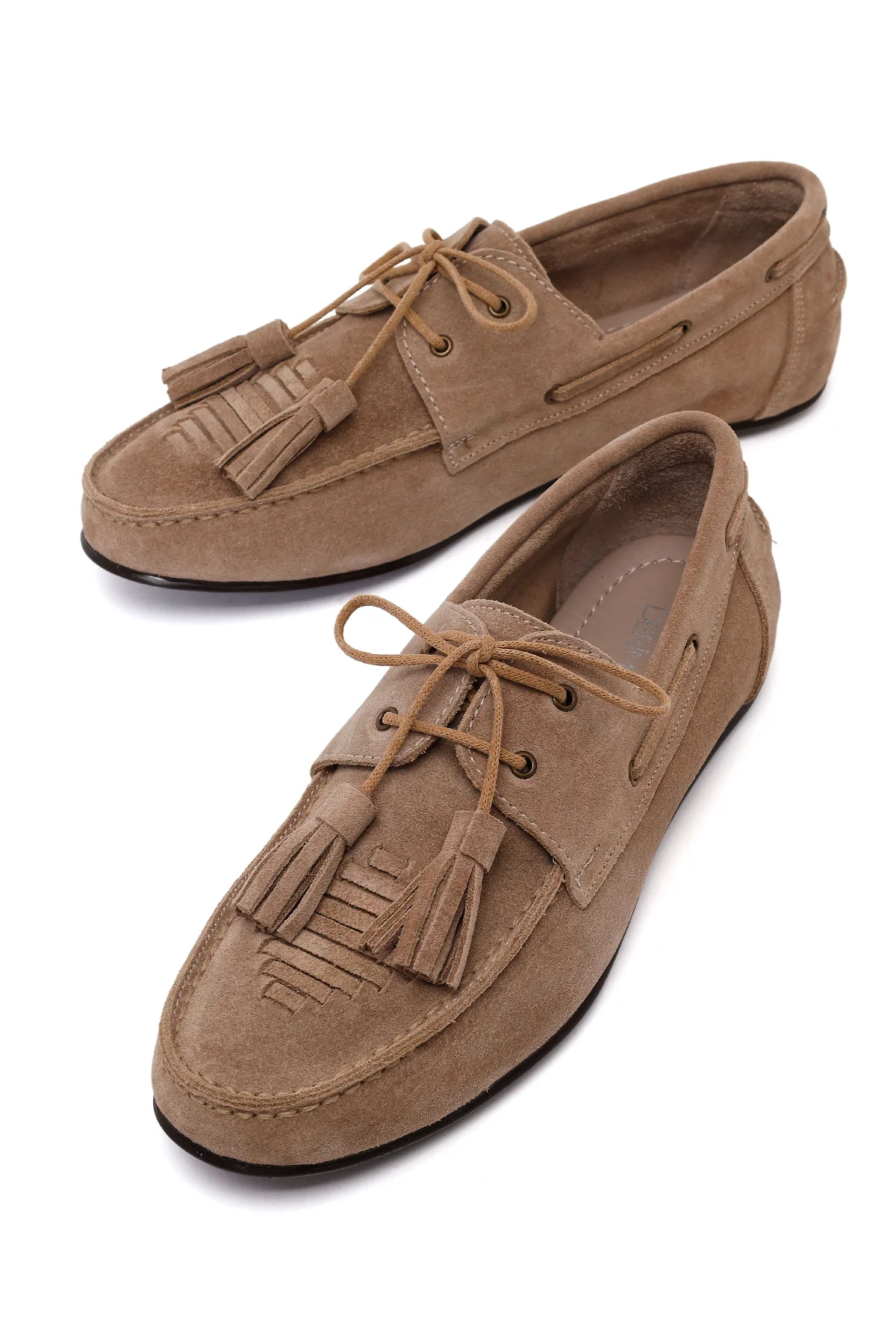 Kadın Vizon Püsküllü Süet Deri Loafer - Image 10