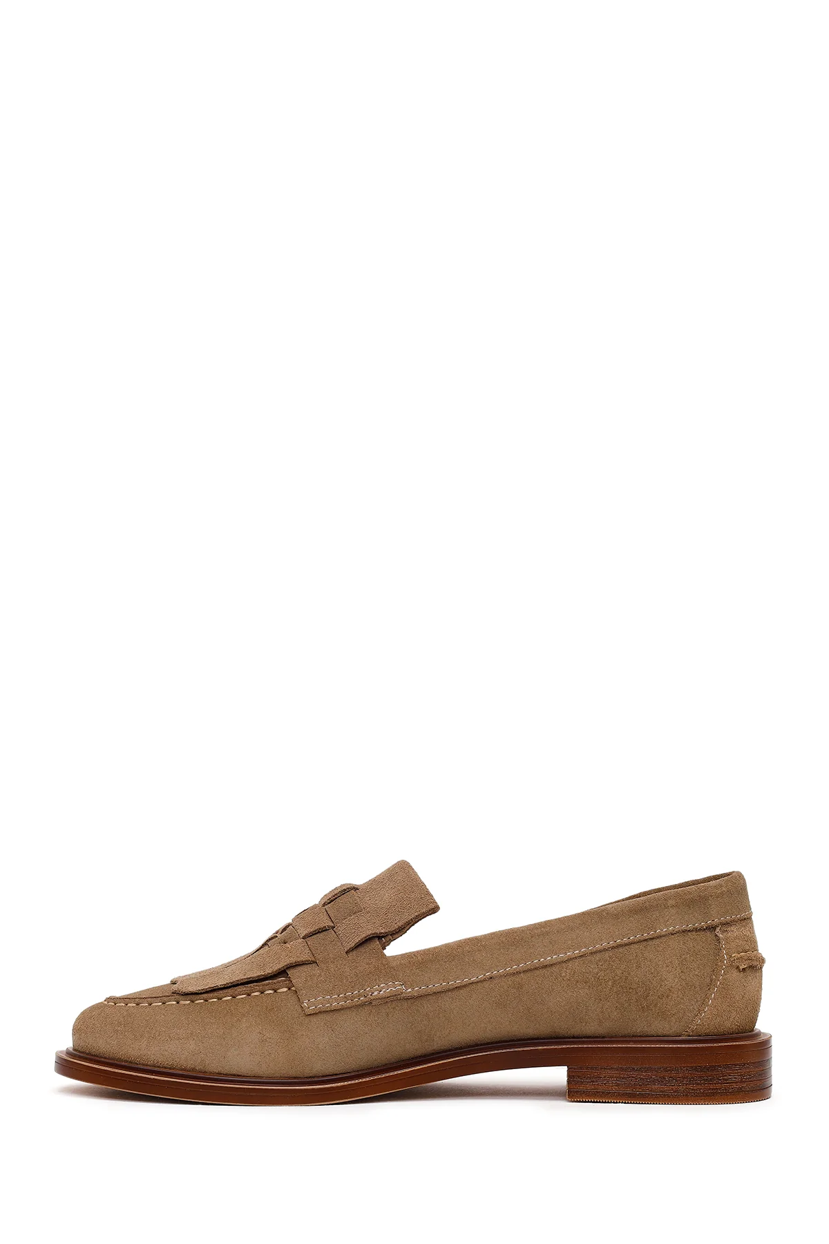 Kadın Vizon Püsküllü Süet Deri Loafer - Image 3