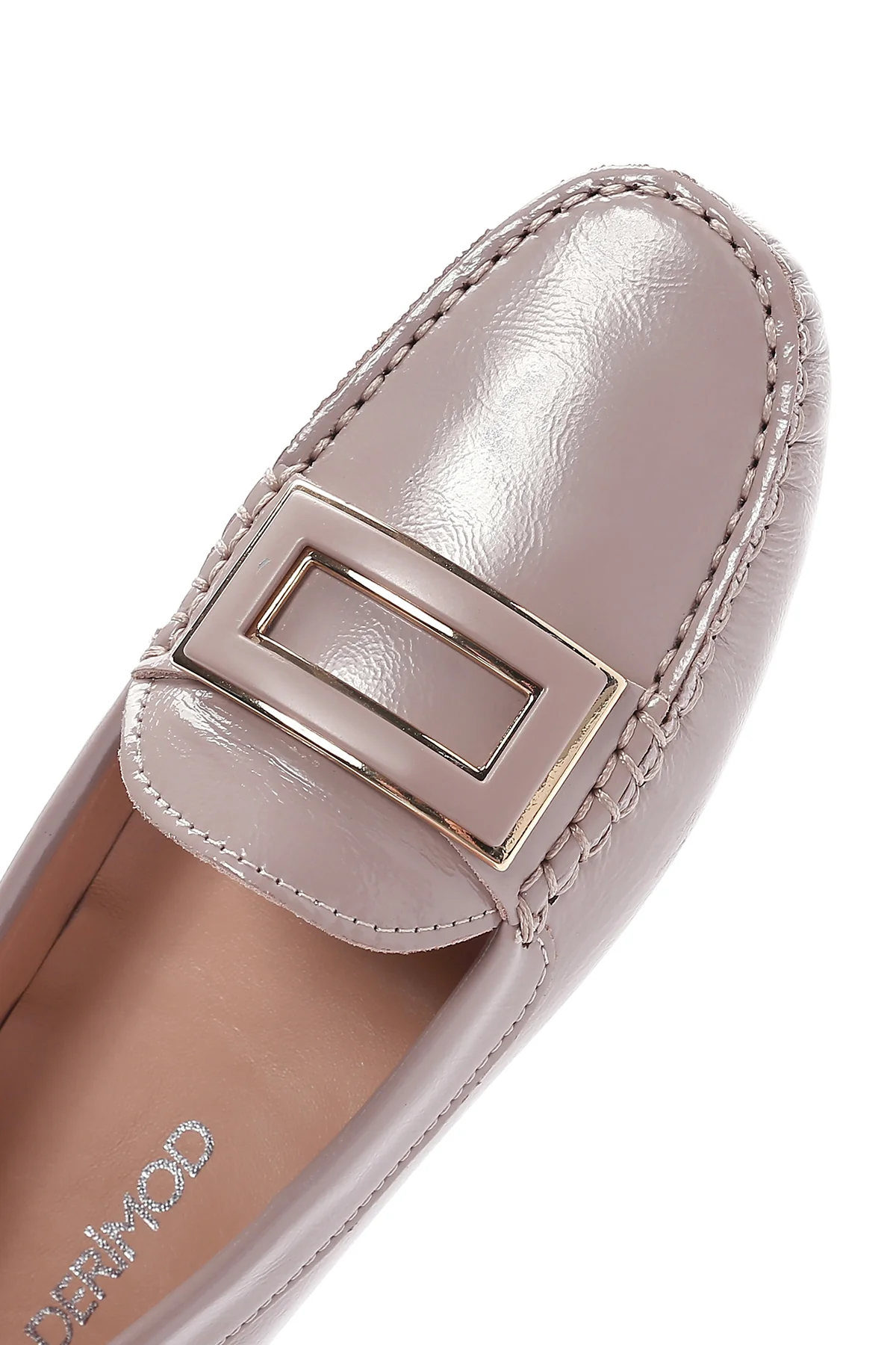 Kadın Vizon Rugan Deri Tokalı Loafer - Image 9