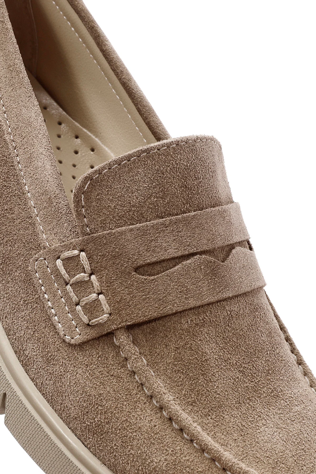 Kadın Vizon Süet Deri Comfort Loafer - Image 10