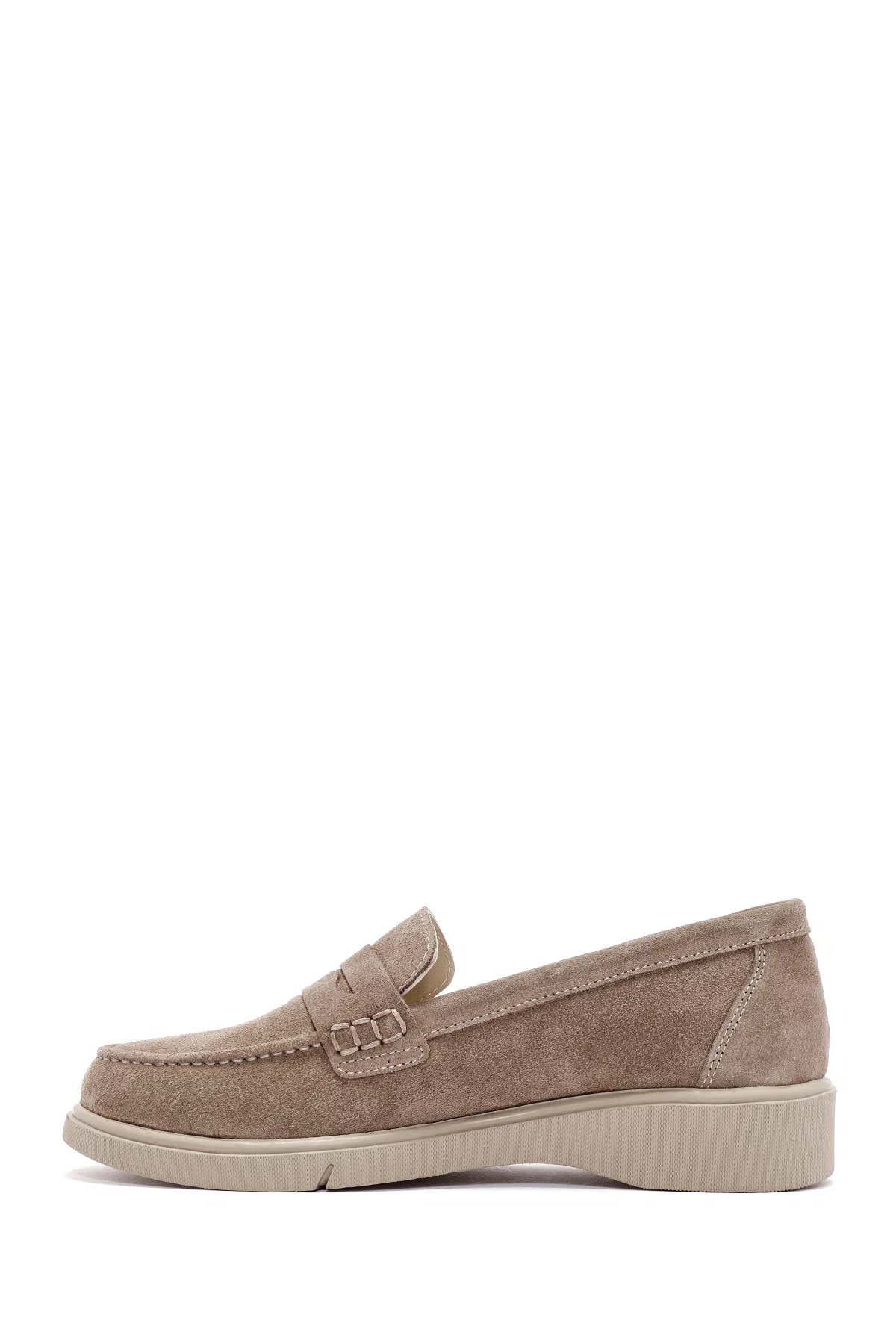 Kadın Vizon Süet Deri Comfort Loafer - Image 2