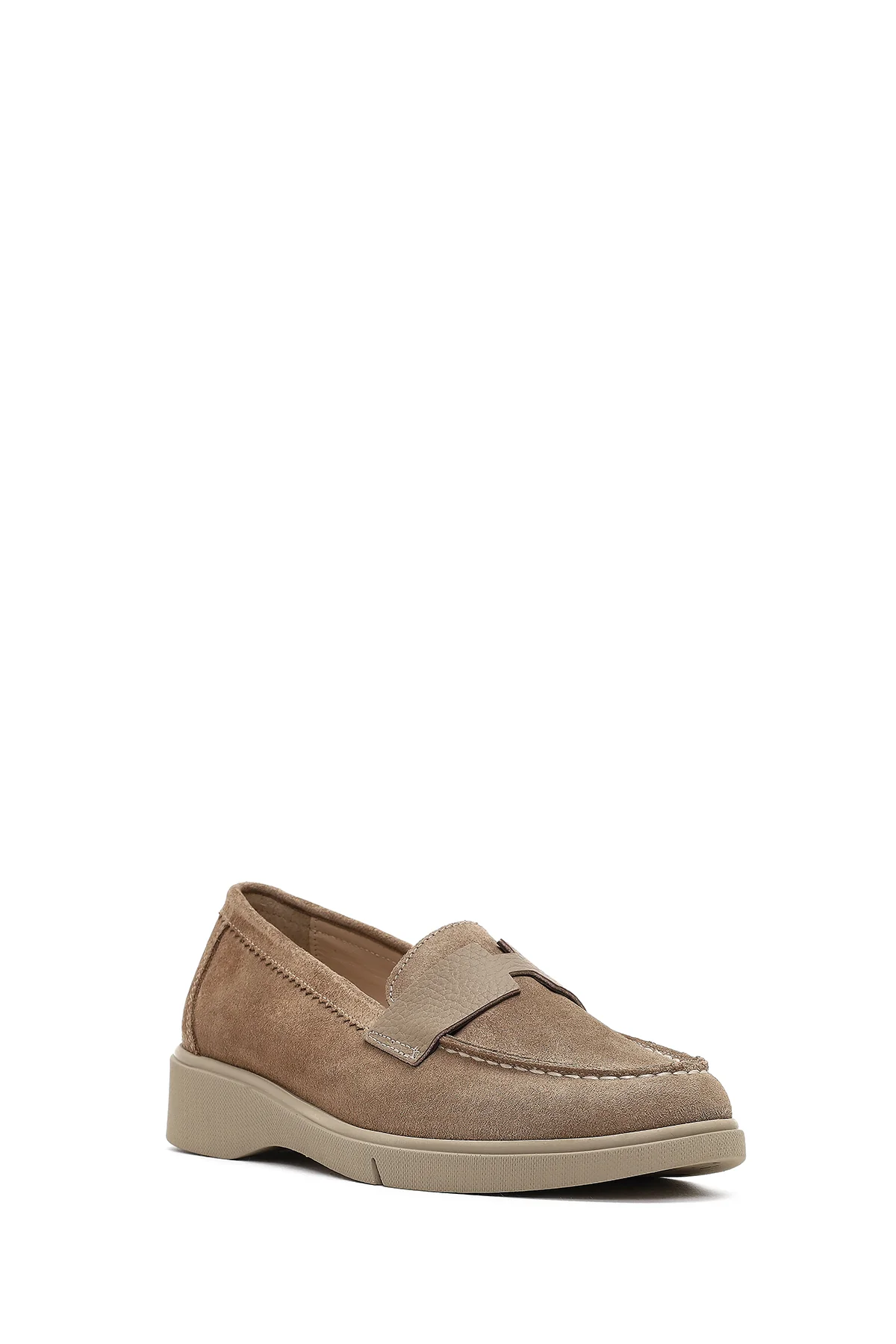 Kadın Vizon Süet Deri Comfort Loafer - Image 6