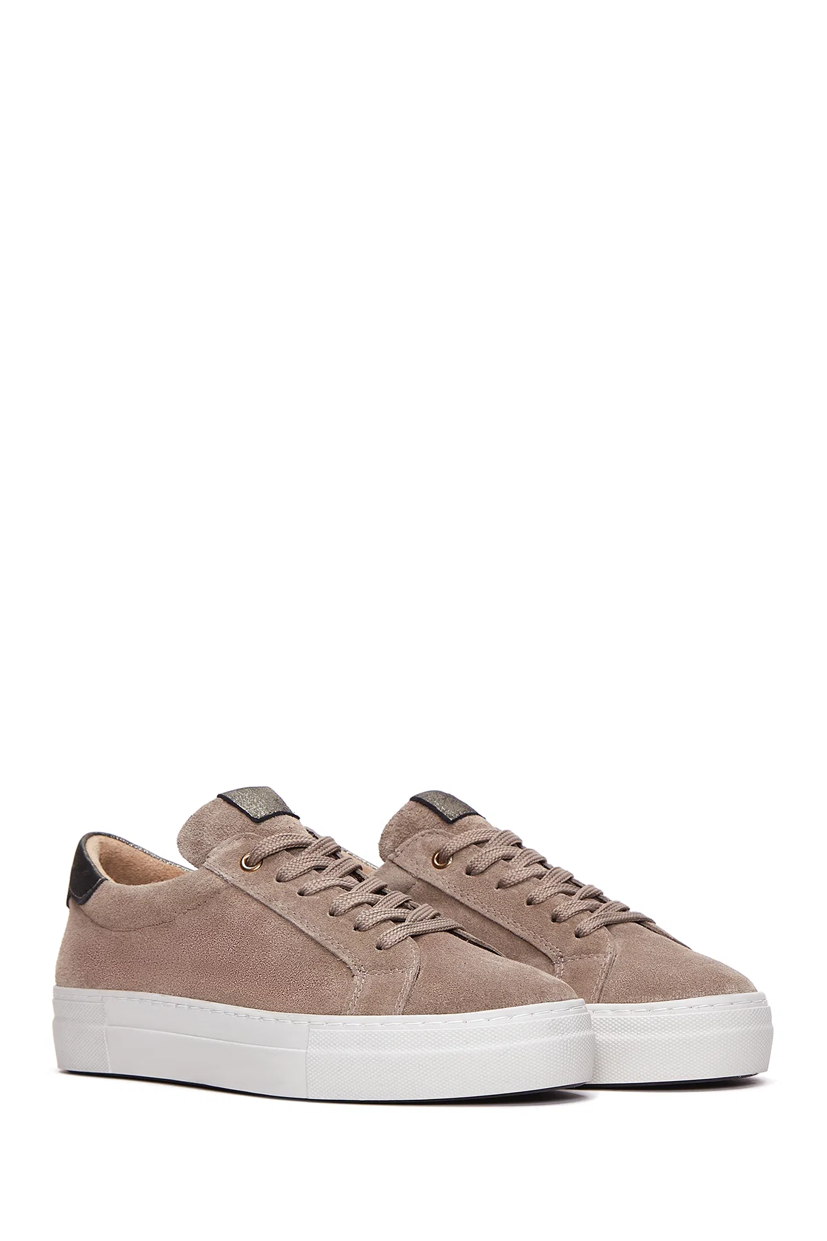 Kadın Vizon Süet Deri Kalın Tabanlı Sneaker - Image 3
