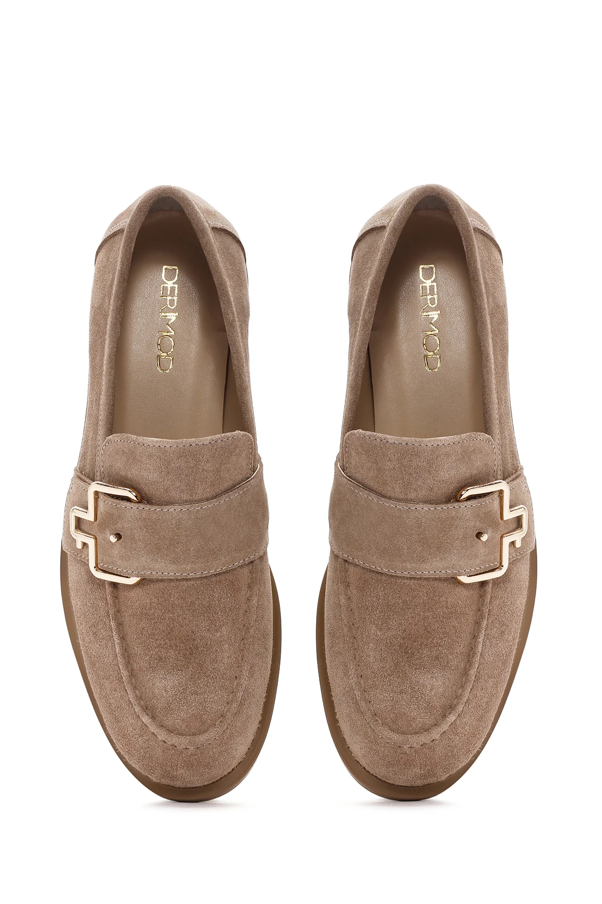 Kadın Vizon Süet Deri Loafer - Image 7