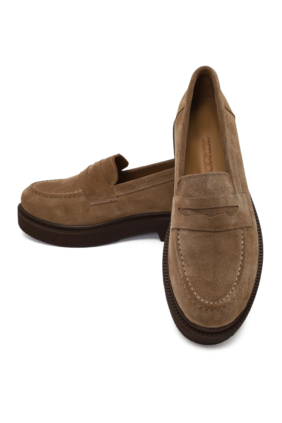Kadın Vizon Süet Deri Loafer - Image 10