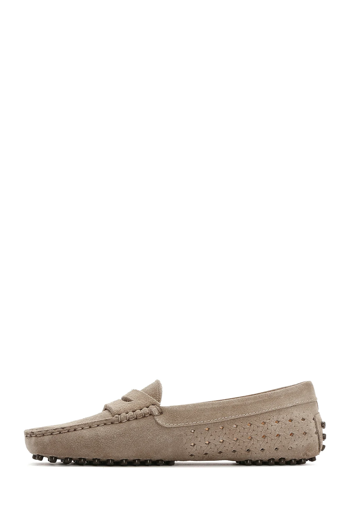 Kadın Vizon Süet Deri Loafer - Image 3