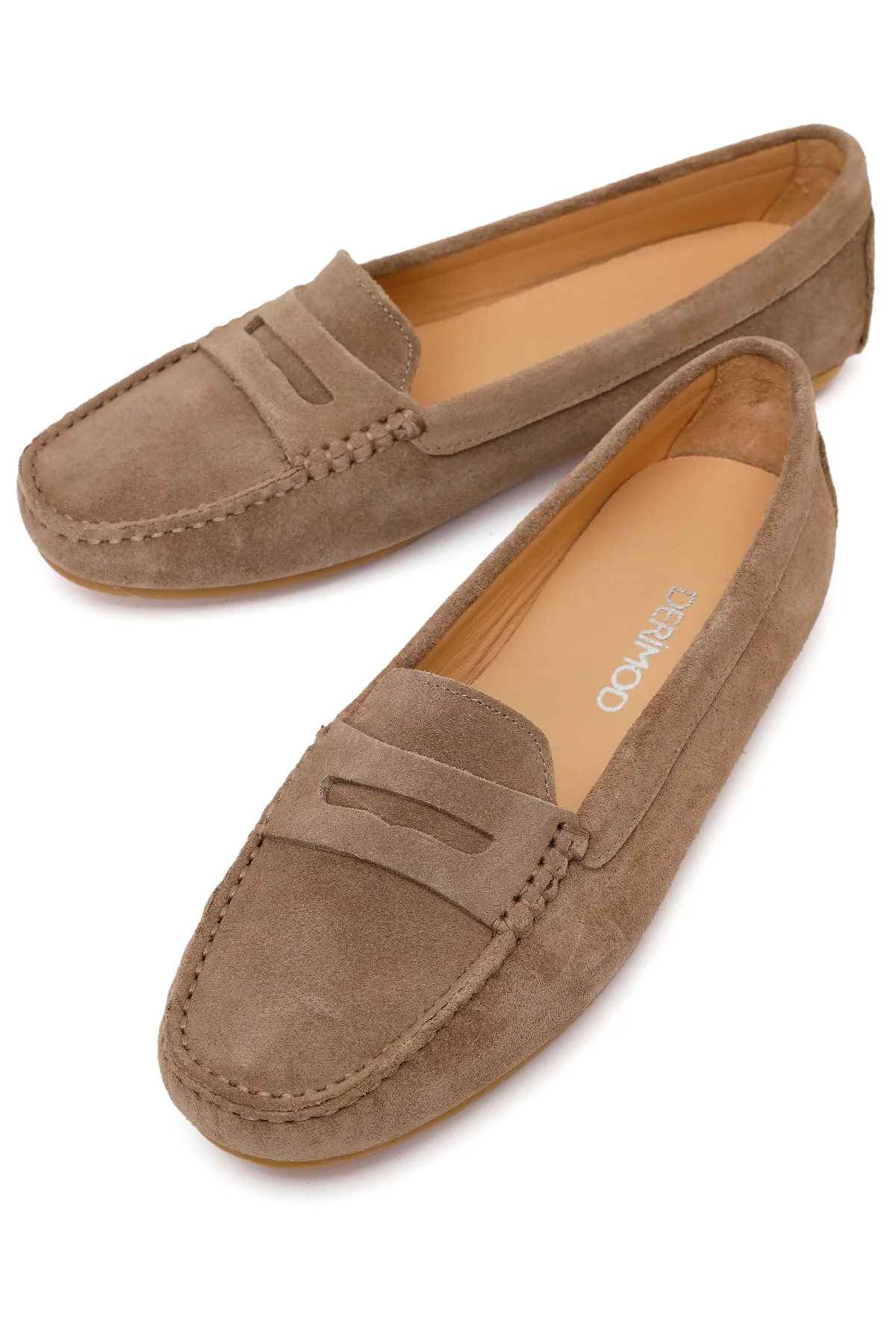 Kadın Vizon Süet Deri Loafer - Image 10