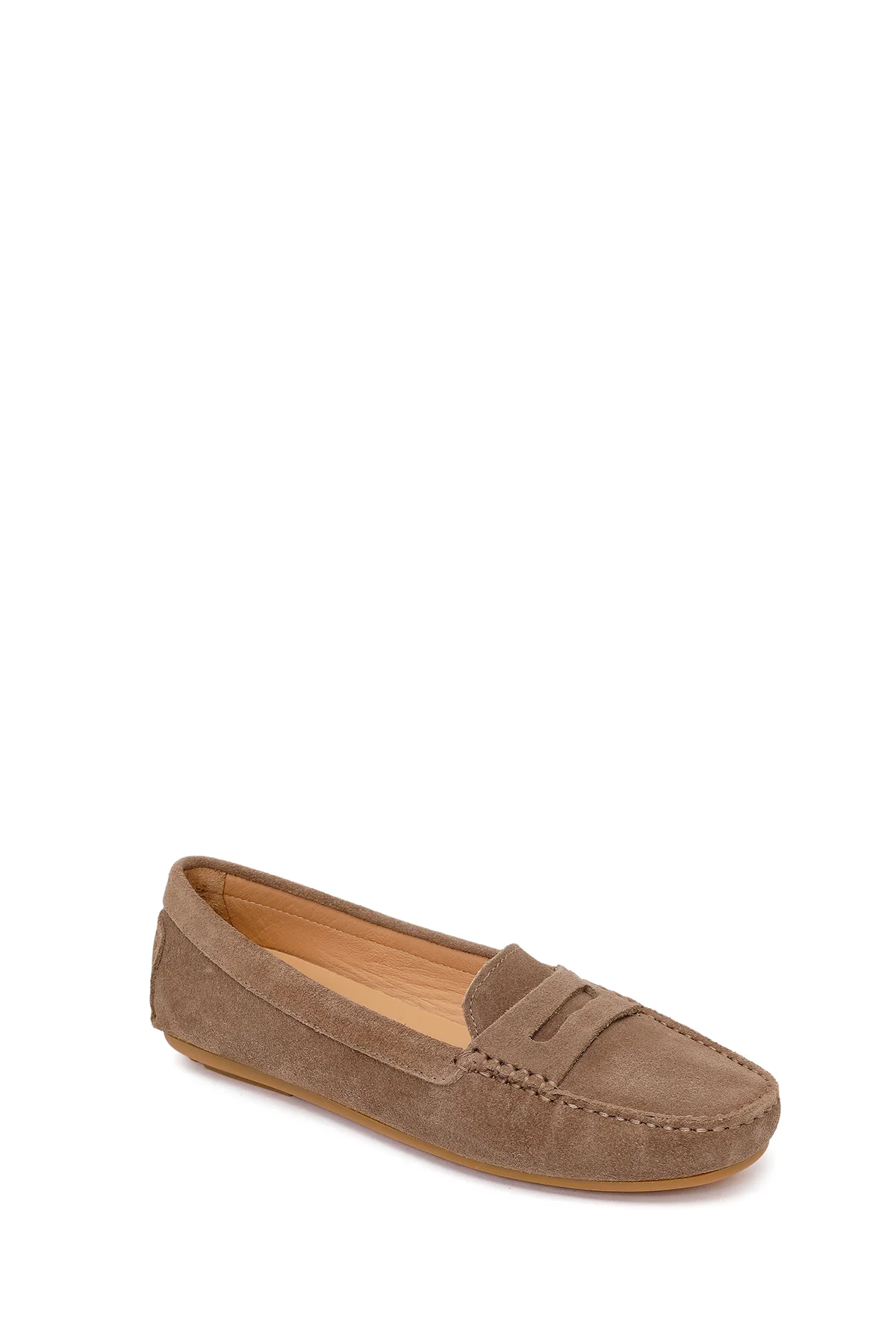 Kadın Vizon Süet Deri Loafer - Image 7