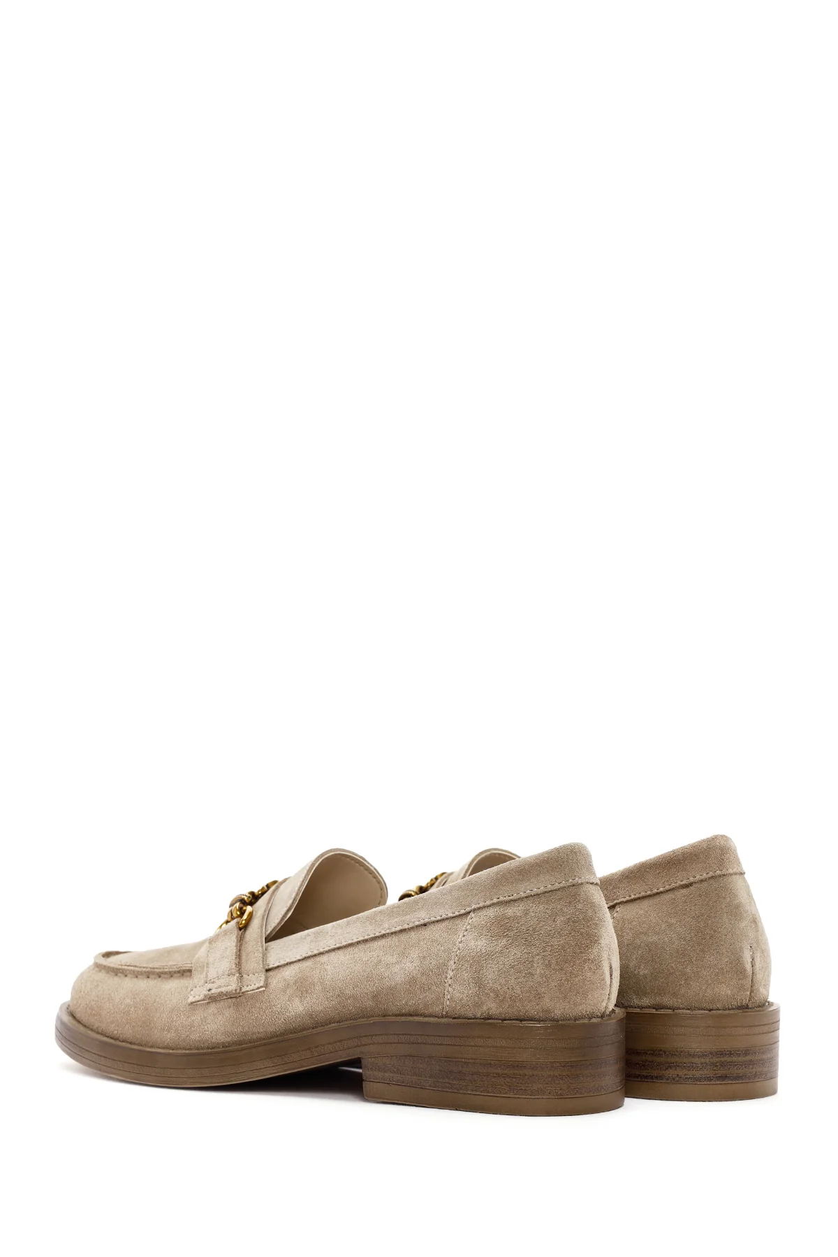 Kadın Vizon Süet Deri Maskülen Loafer - Image 5