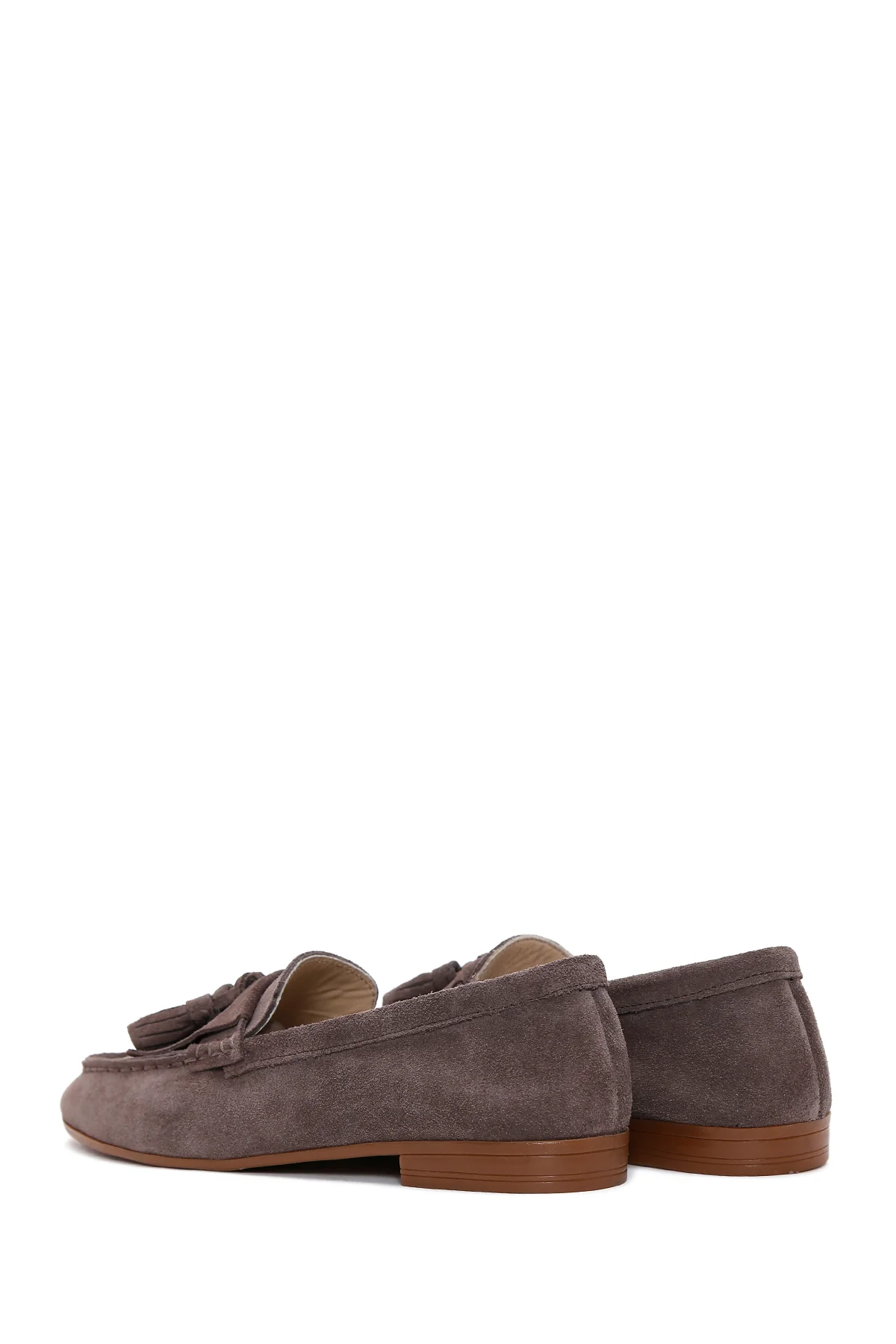 Kadın Vizon Süet Deri Maskülen Loafer - Image 5