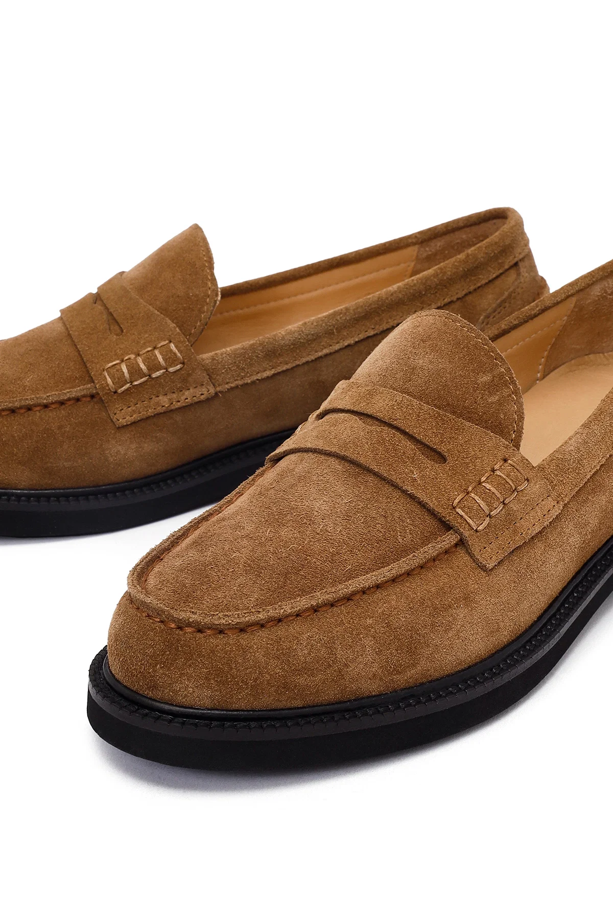 Kadın Vizon Süet Deri Maskülen Loafer - Image 9