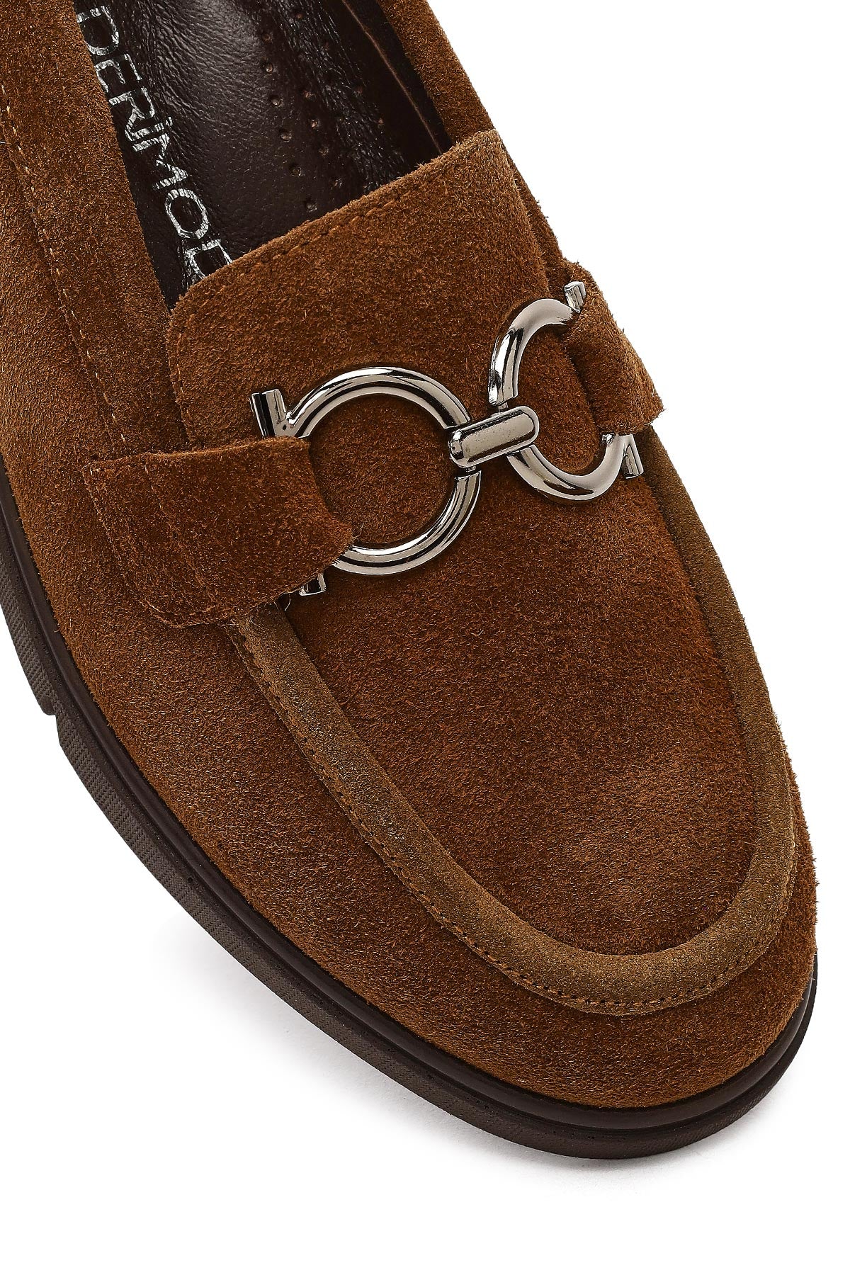 Kadın Vizon Tokalı Süet Deri Comfort Loafer - Image 10