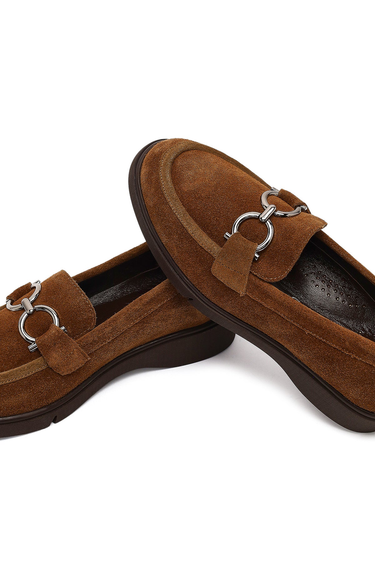 Kadın Vizon Tokalı Süet Deri Comfort Loafer - Image 11