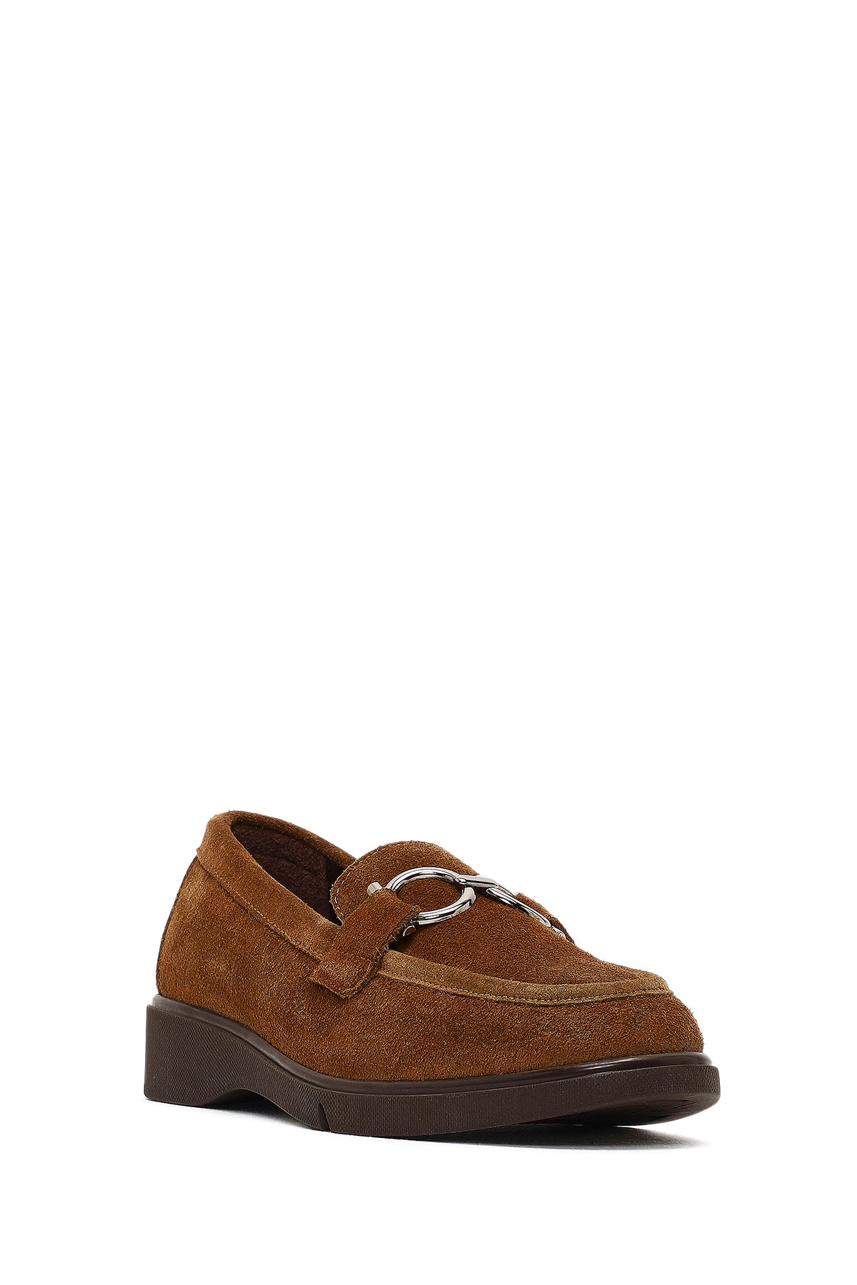 Kadın Vizon Tokalı Süet Deri Comfort Loafer - Image 8