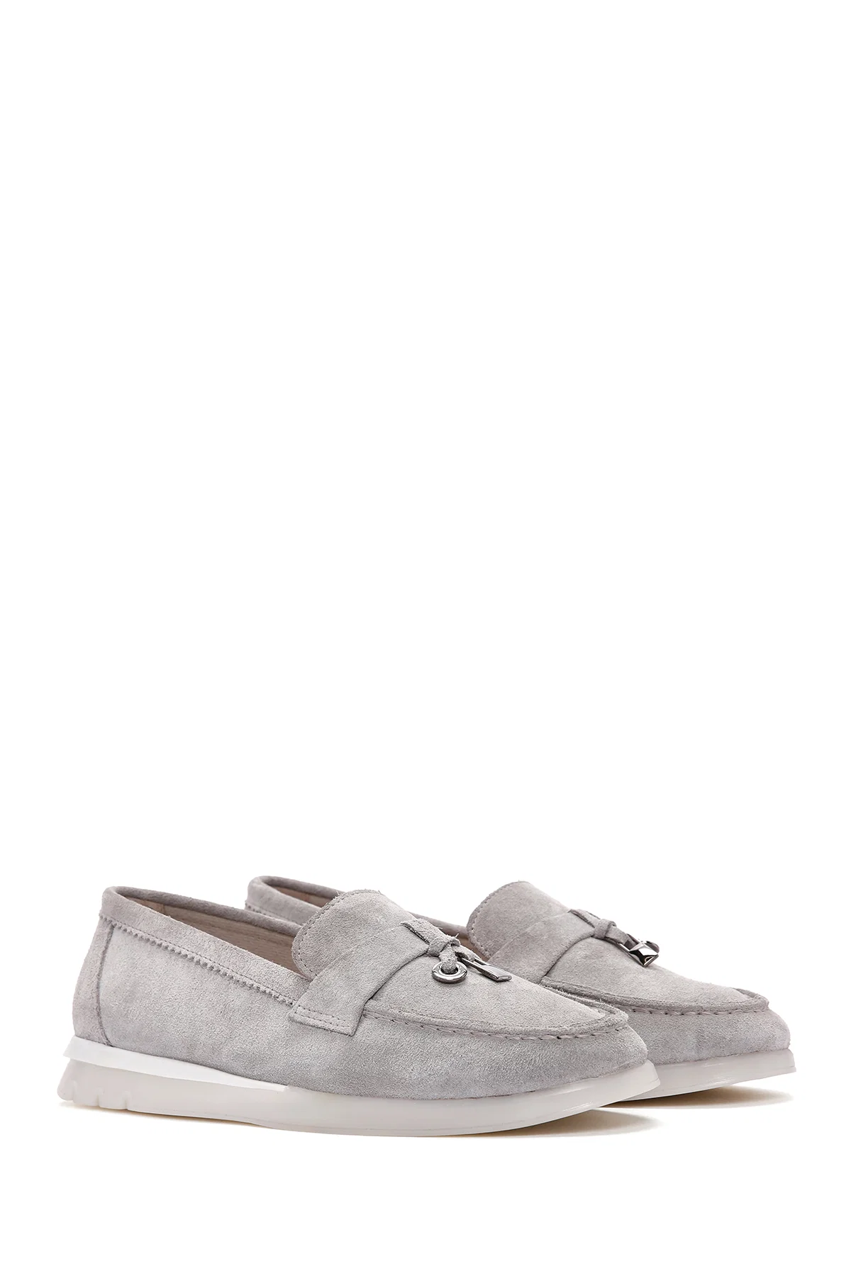 Kadın Vizon Tokalı Süet Deri Comfort Loafer - Image 3