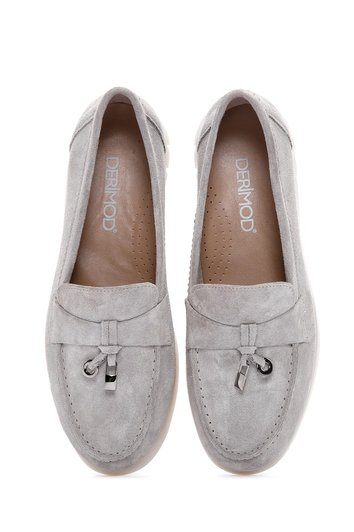 Kadın Vizon Tokalı Süet Deri Comfort Loafer - Image 7