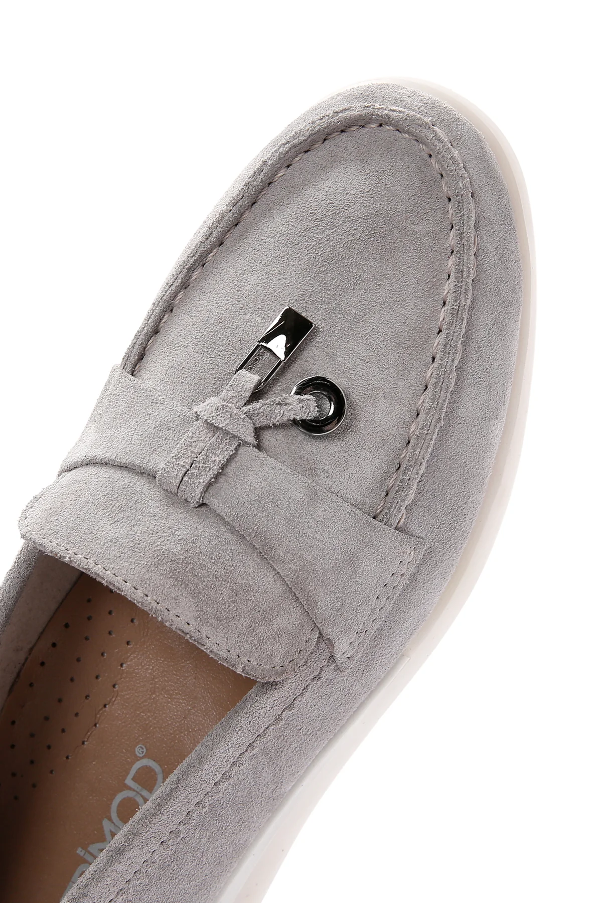 Kadın Vizon Tokalı Süet Deri Comfort Loafer - Image 10